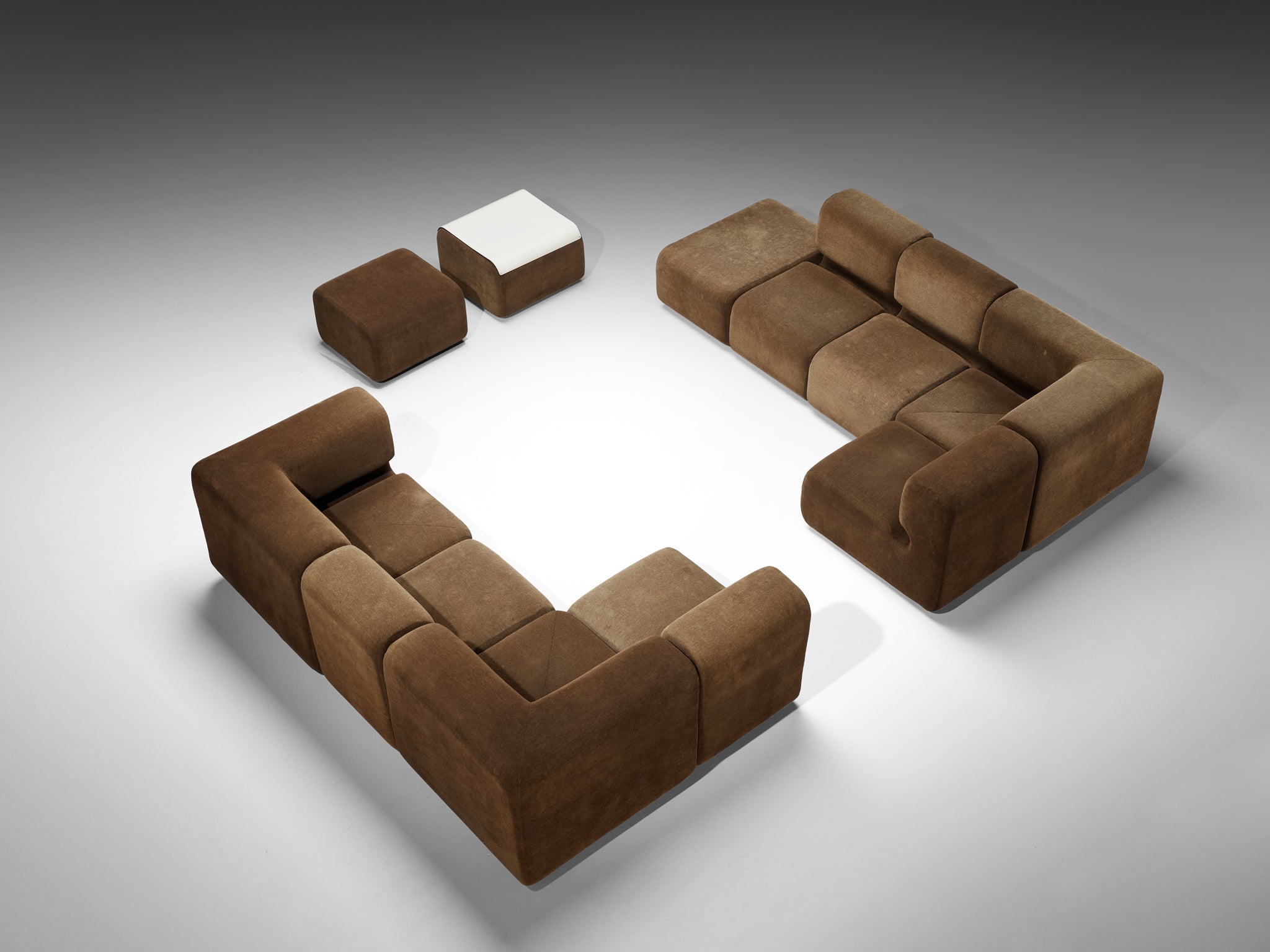 Swiss Grand Modular Sofa in Brown Fabric Seating Morentz