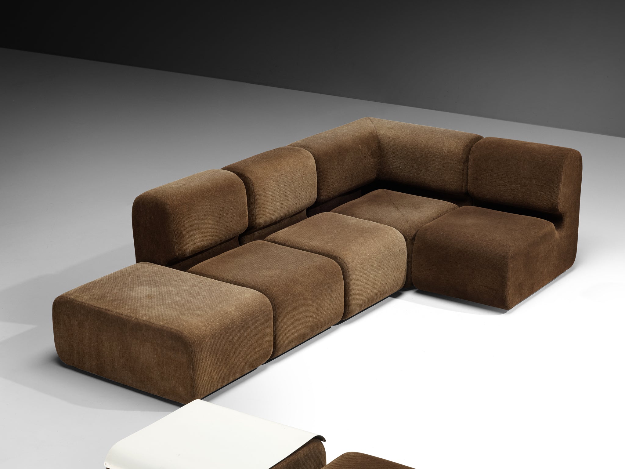 Swiss Grand Modular Sofa in Brown Fabric Seating Morentz
