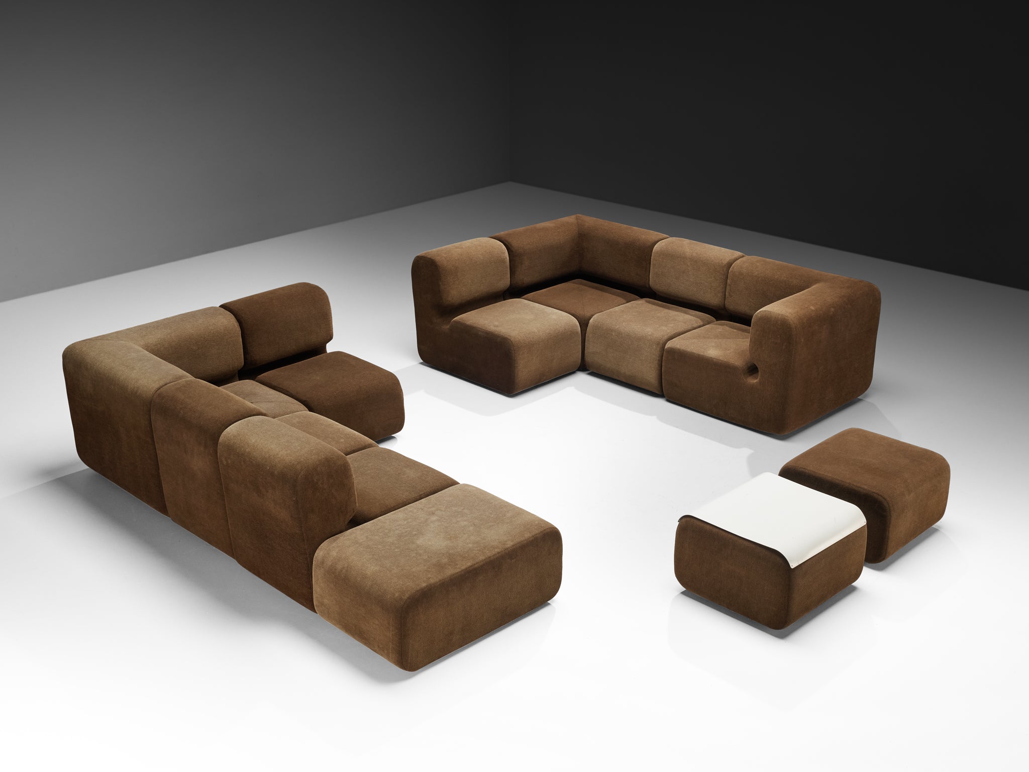 Swiss Grand Modular Sofa in Brown Fabric Seating Morentz