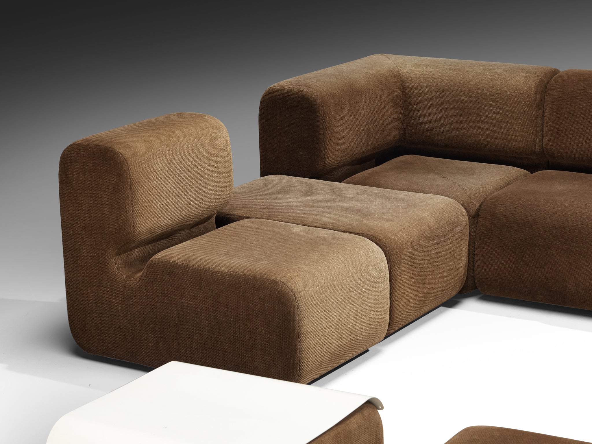 Swiss Grand Modular Sofa in Brown Fabric Seating Morentz