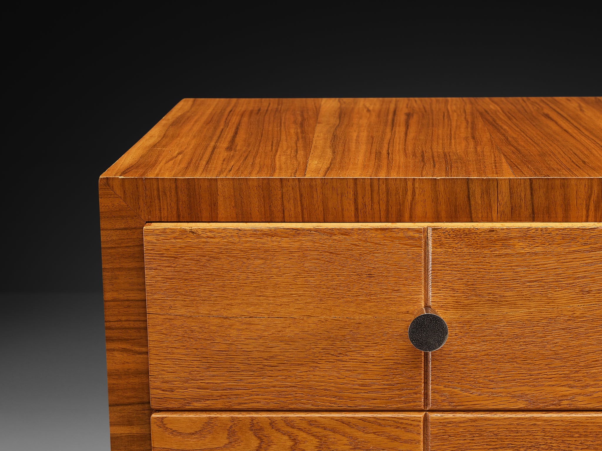 1930s Rationalist Chest of Drawers in Oak, Walnut and Metal
