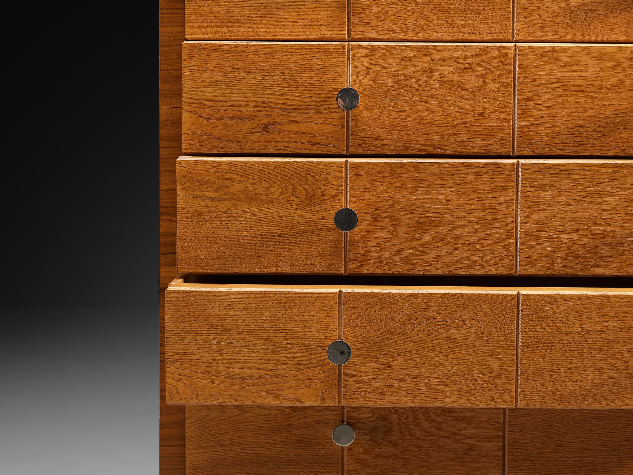 1930s Rationalist Chest of Drawers in Oak, Walnut and Metal