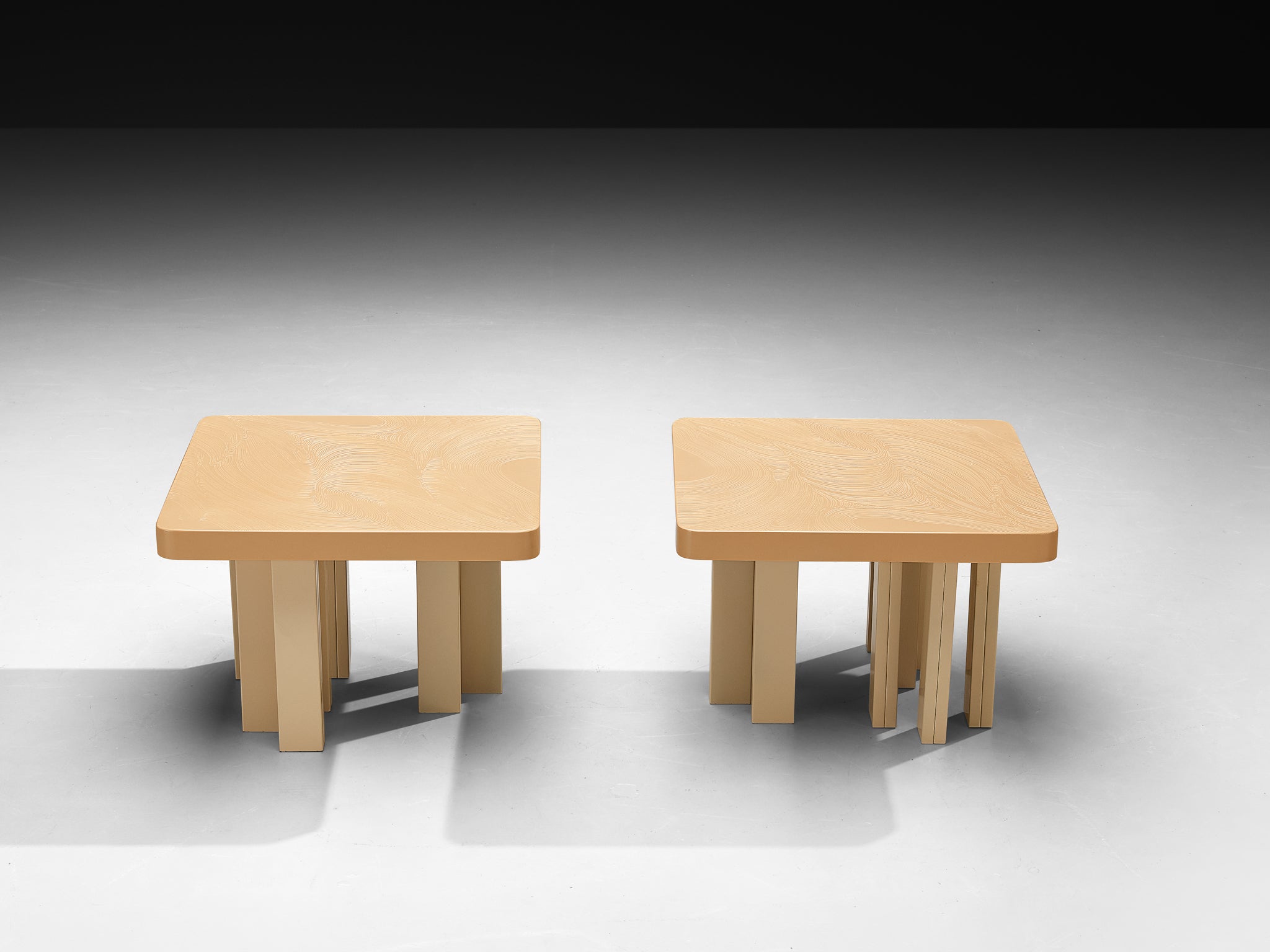 Jean Claude Dresse Side Tables in Off-White Resin Tables Morentz