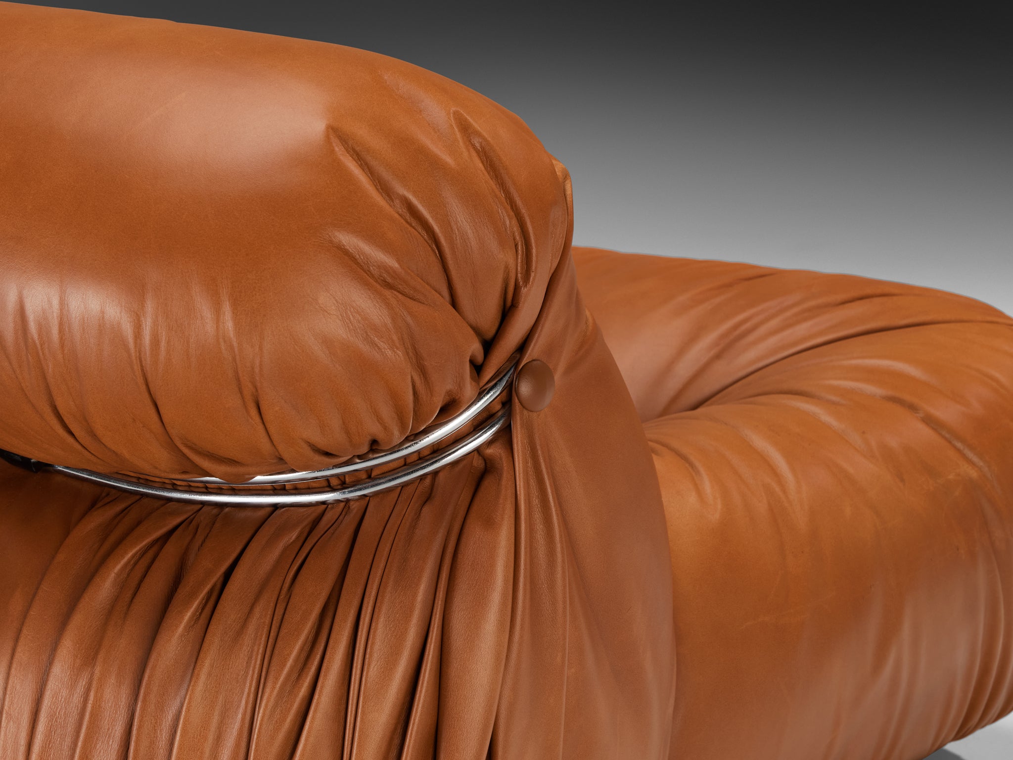 Afra & Tobia Scarpa for Cassina 'Soriana' Sofa with Ottoman in Cognac Leather Seating Morentz