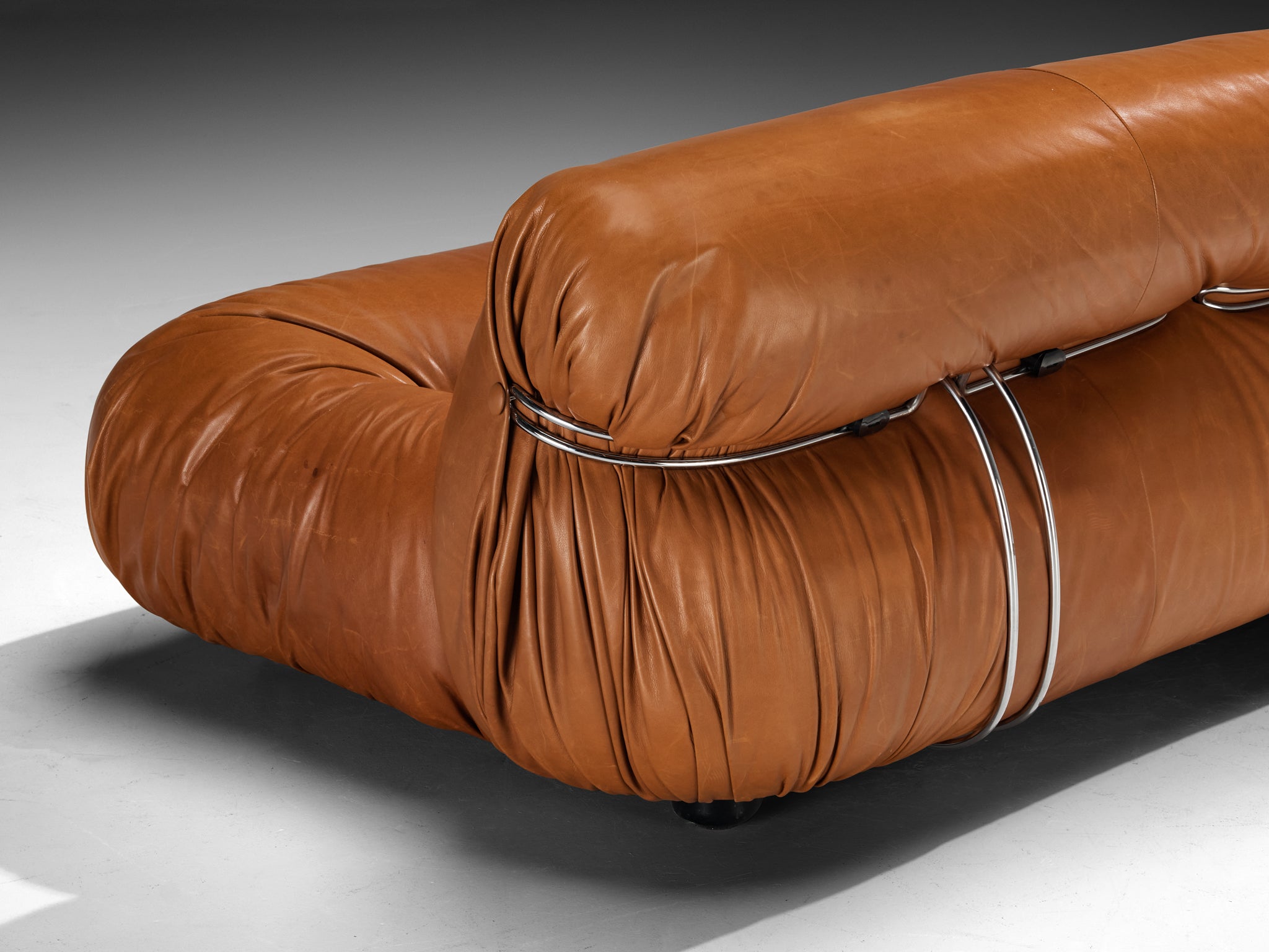 Afra & Tobia Scarpa for Cassina 'Soriana' Sofa with Ottoman in Cognac
