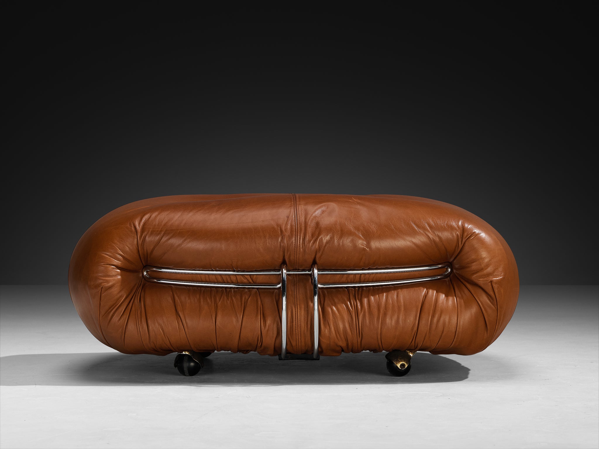 Afra & Tobia Scarpa for Cassina 'Soriana' Sofa with Ottoman in Cognac Leather Seating Morentz
