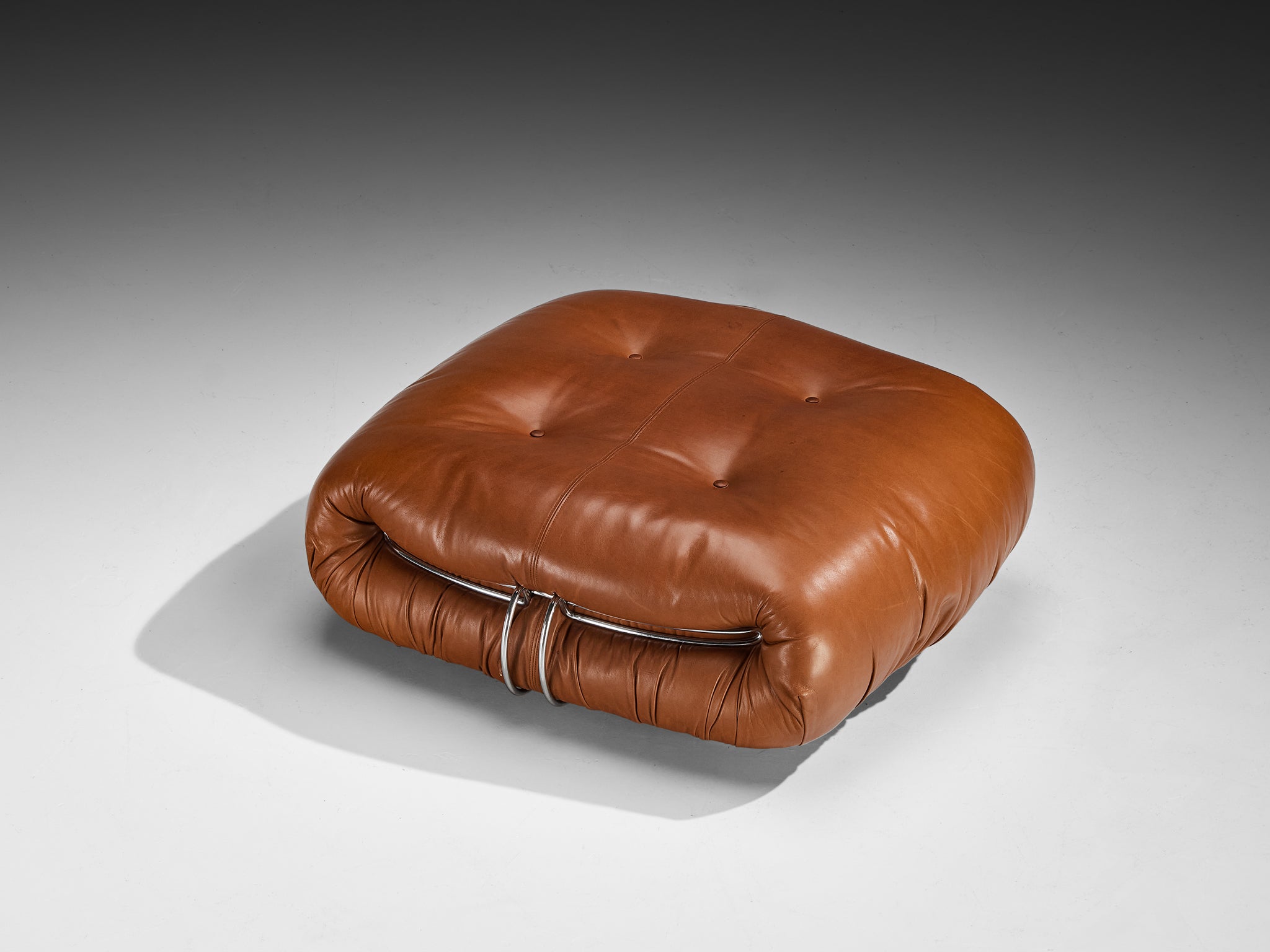 Afra & Tobia Scarpa for Cassina 'Soriana' Sofa with Ottoman in Cognac Leather Seating Morentz