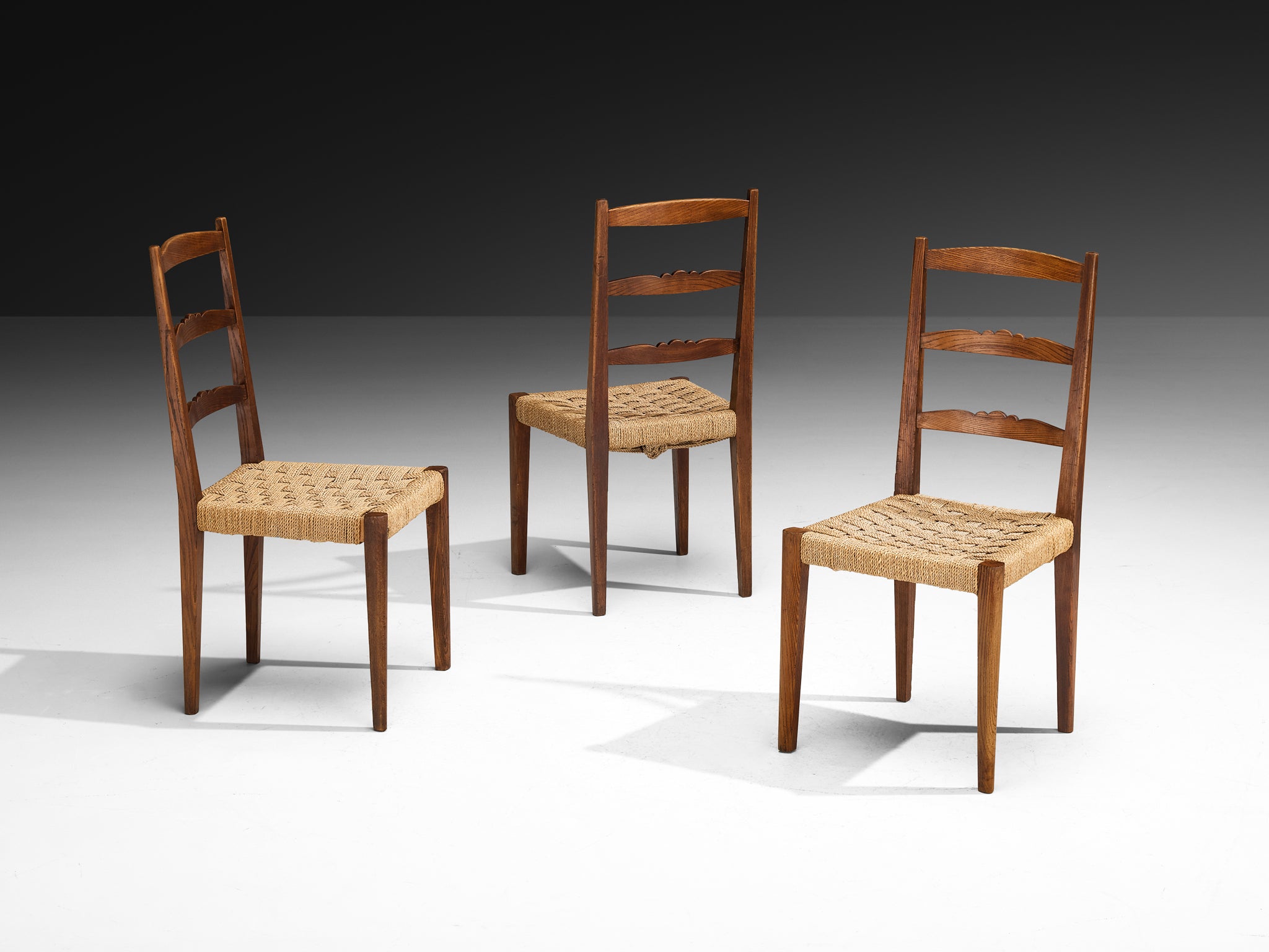 Osvaldo Borsani for ABV Arredamenti Borsani-Varedo Set of Six Dining Chairs in Chestnut Seating Morentz