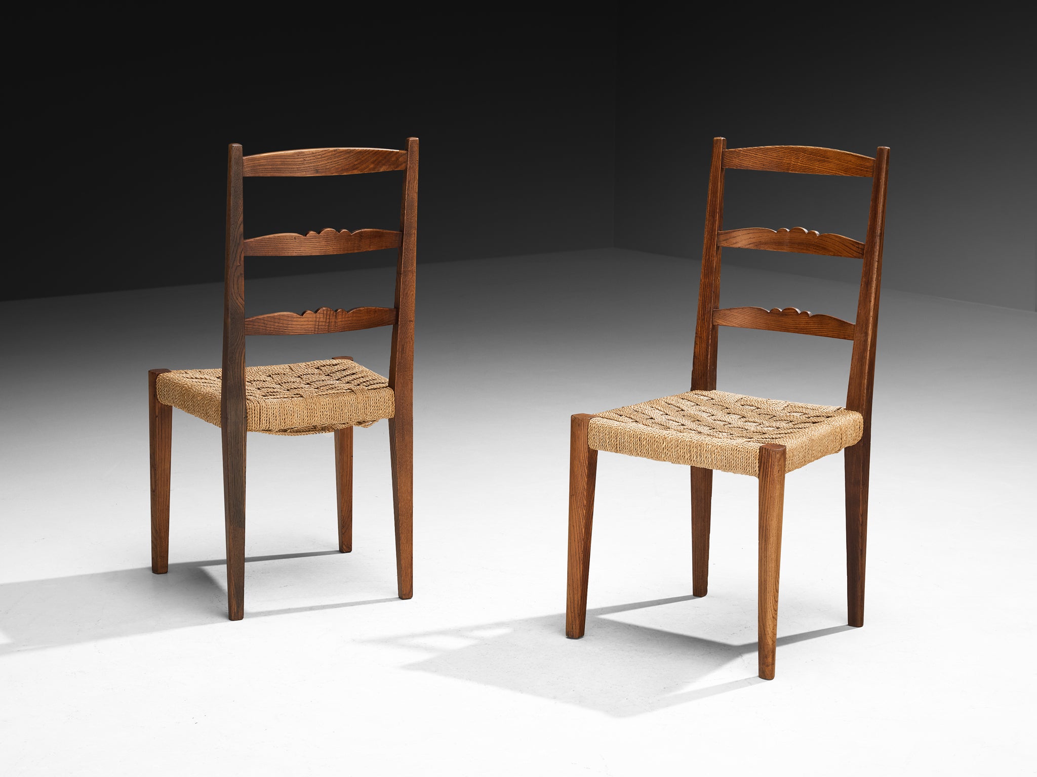 Osvaldo Borsani for ABV Arredamenti Borsani-Varedo Set of Six Dining Chairs in Chestnut Seating Morentz