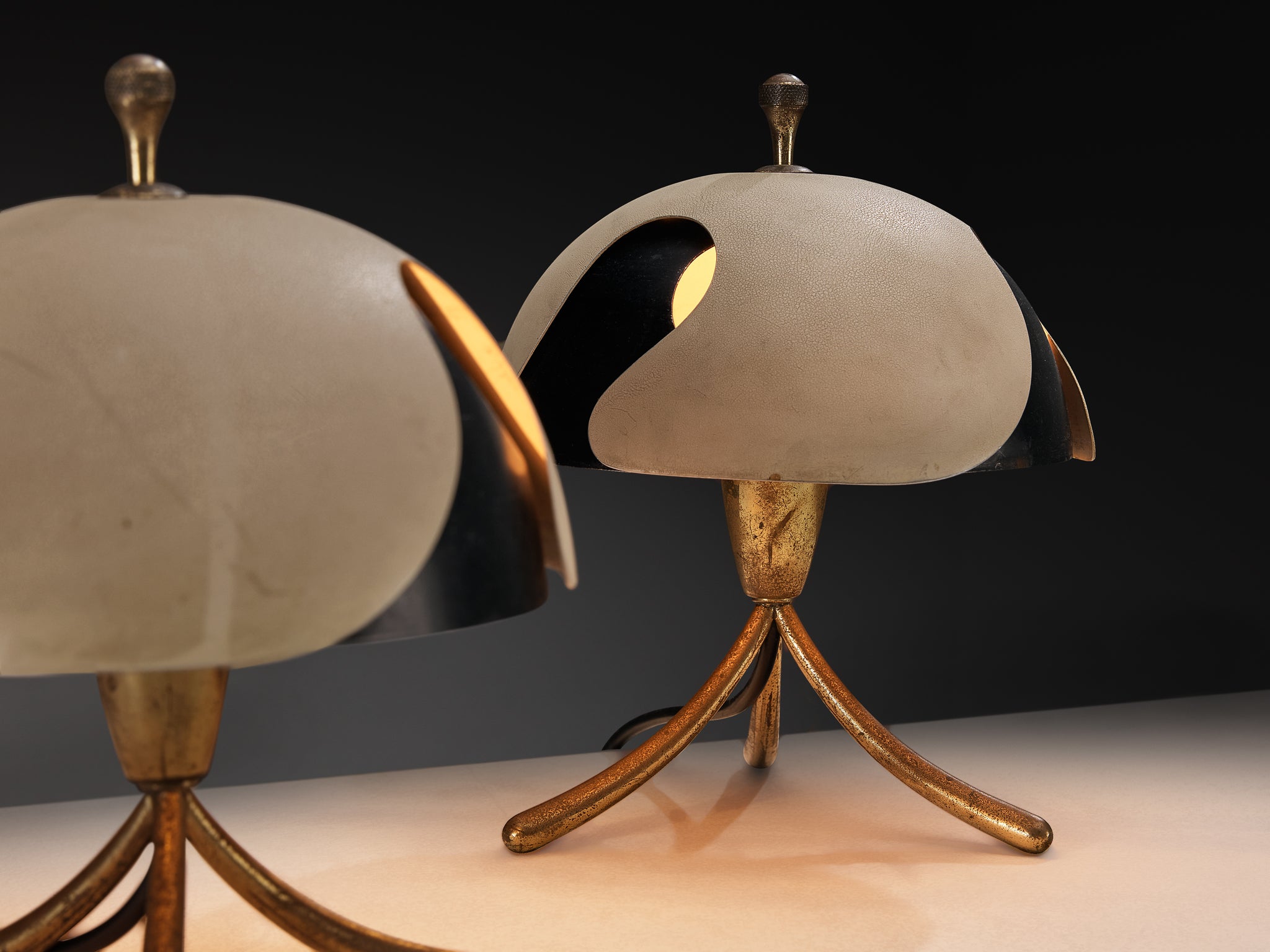 Angelo Lelii for Arredoluce Rare Pair of Table Lamps Lighting Morentz