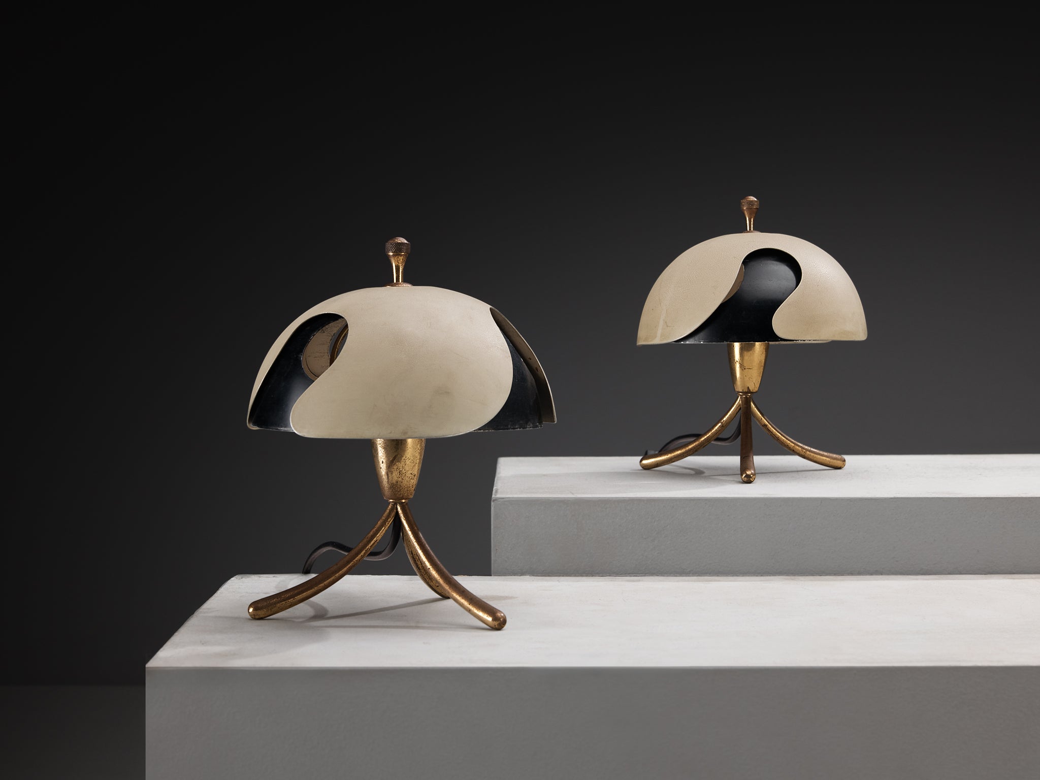 Angelo Lelii for Arredoluce Rare Pair of Table Lamps Lighting Morentz