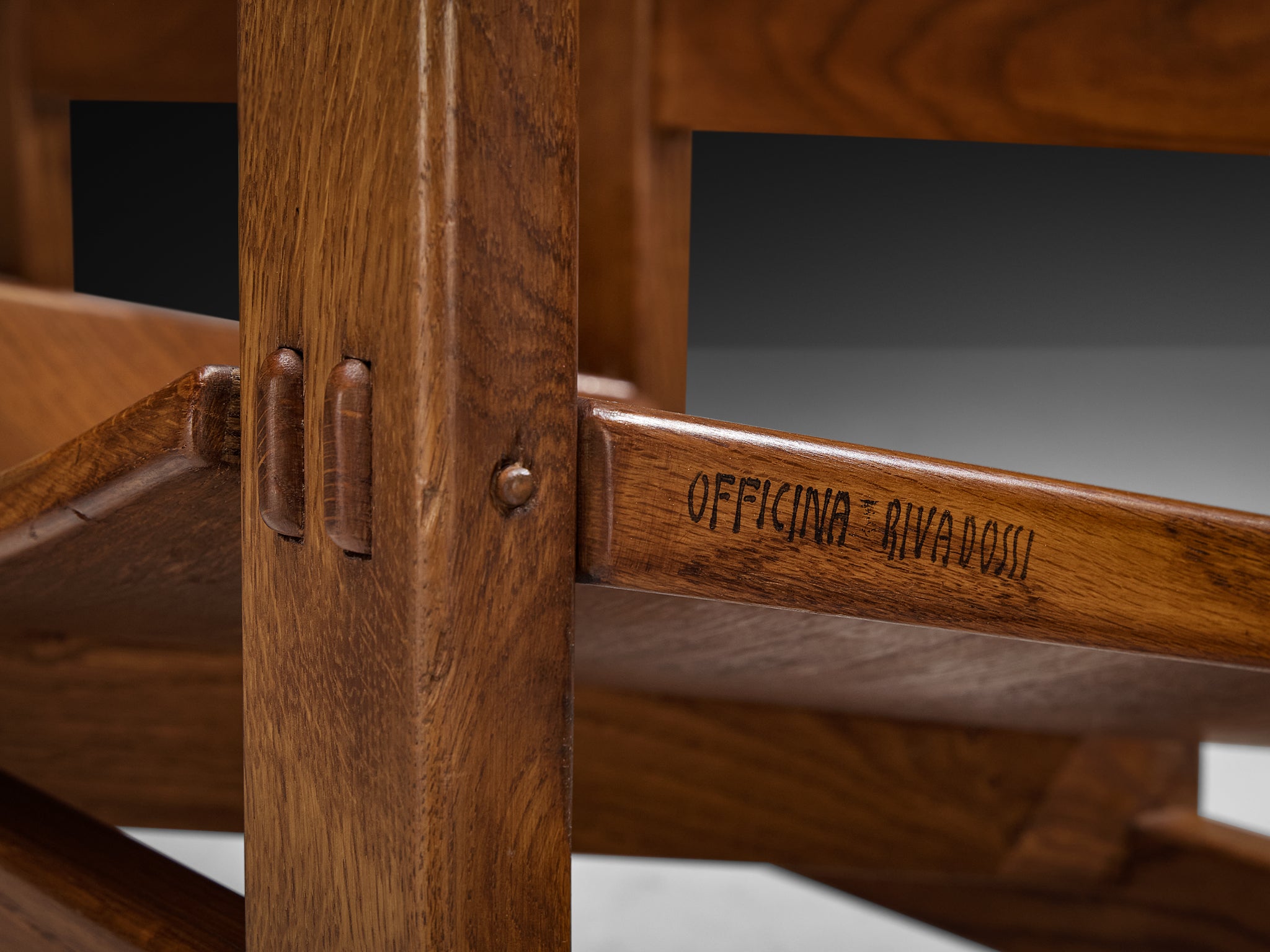 Giuseppe Rivadossi for Officina Rivadossi Rare Bench in Oak Seating Morentz