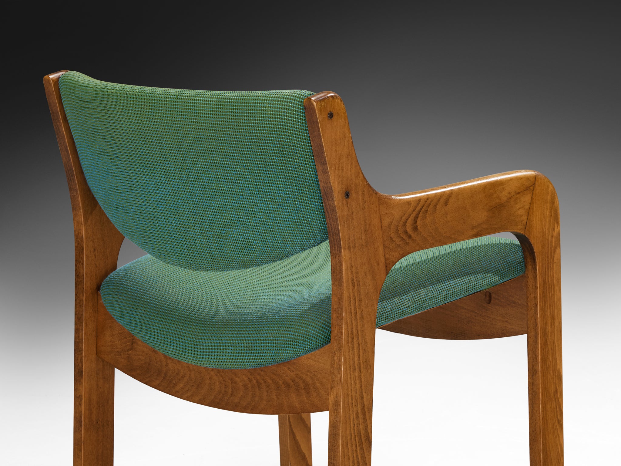 Elegant Italian Mid-Century Set of Sixteen Dining Chairs with Curved Frames in Wood Seating Morentz
