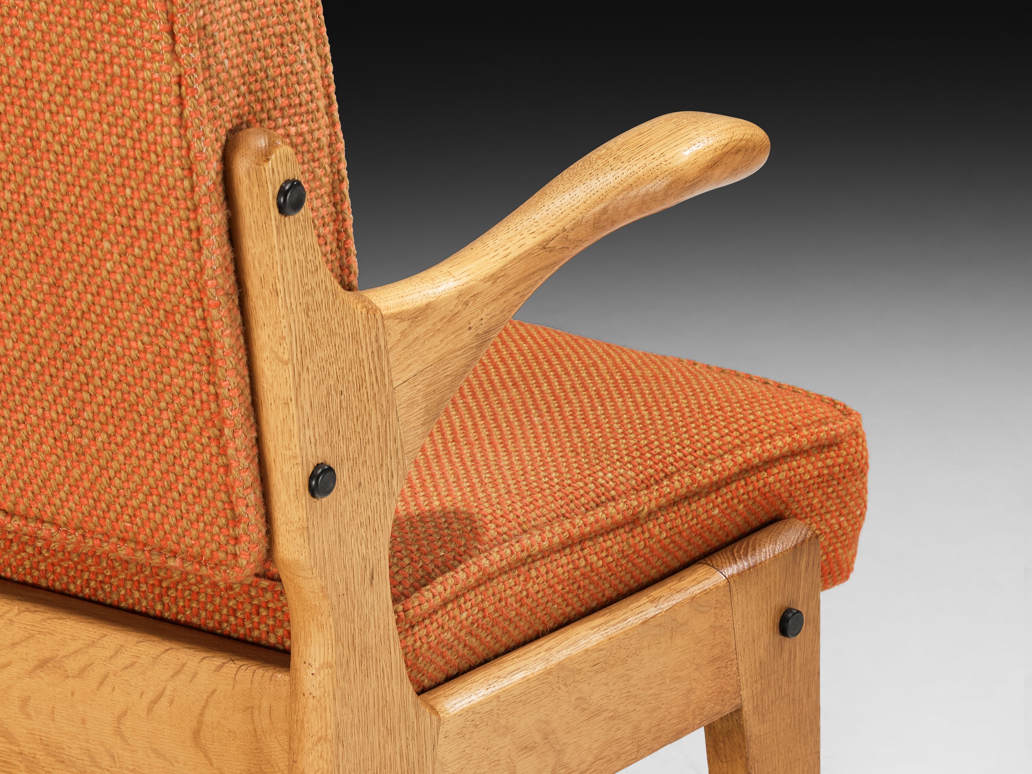 Guillerme & Chambron for Votre Maison 'Bridge Etudiant' Armchair with Orange Upholstery Seating Morentz
