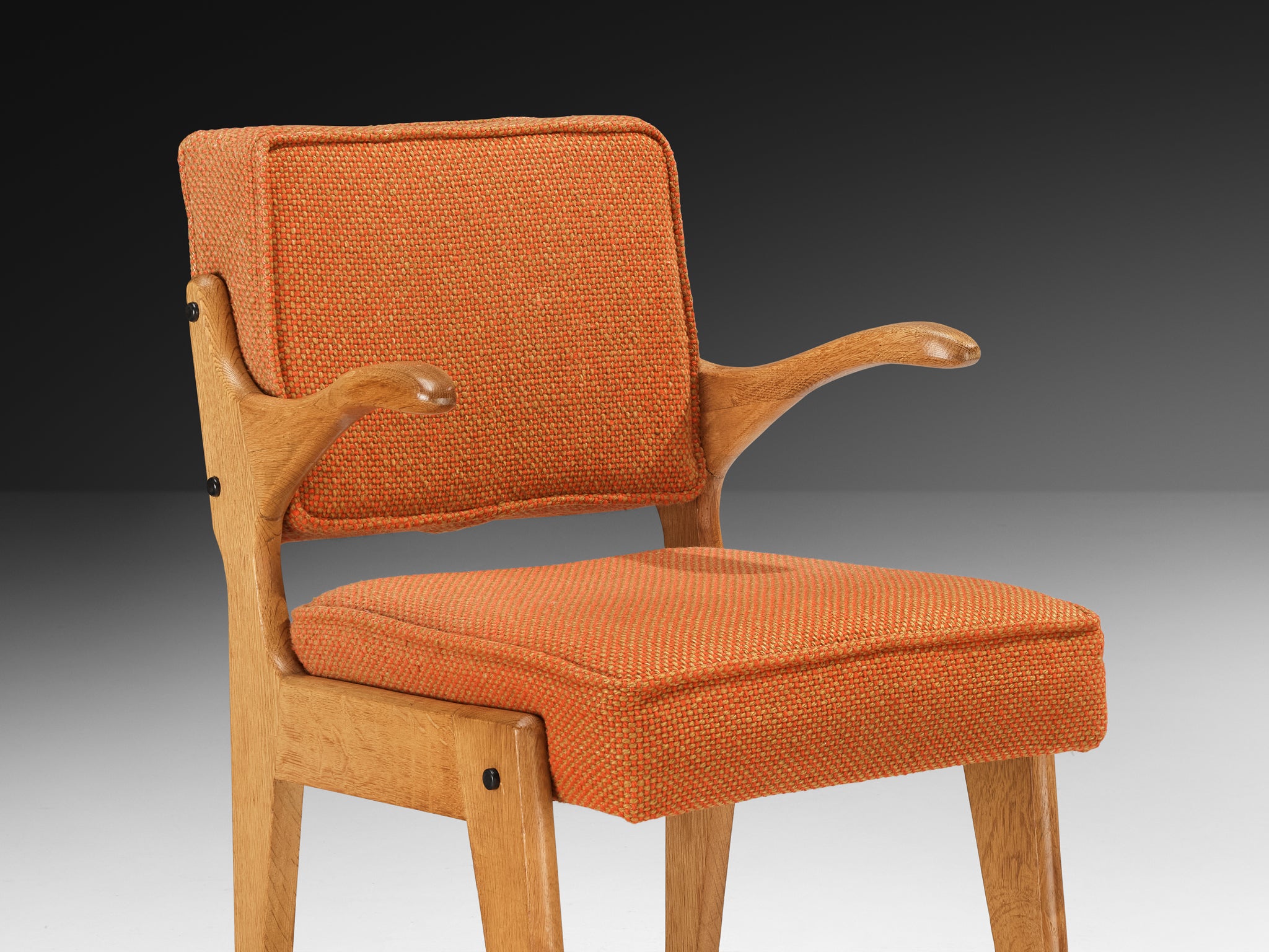Guillerme & Chambron for Votre Maison 'Bridge Etudiant' Armchair with Orange Upholstery Seating Morentz