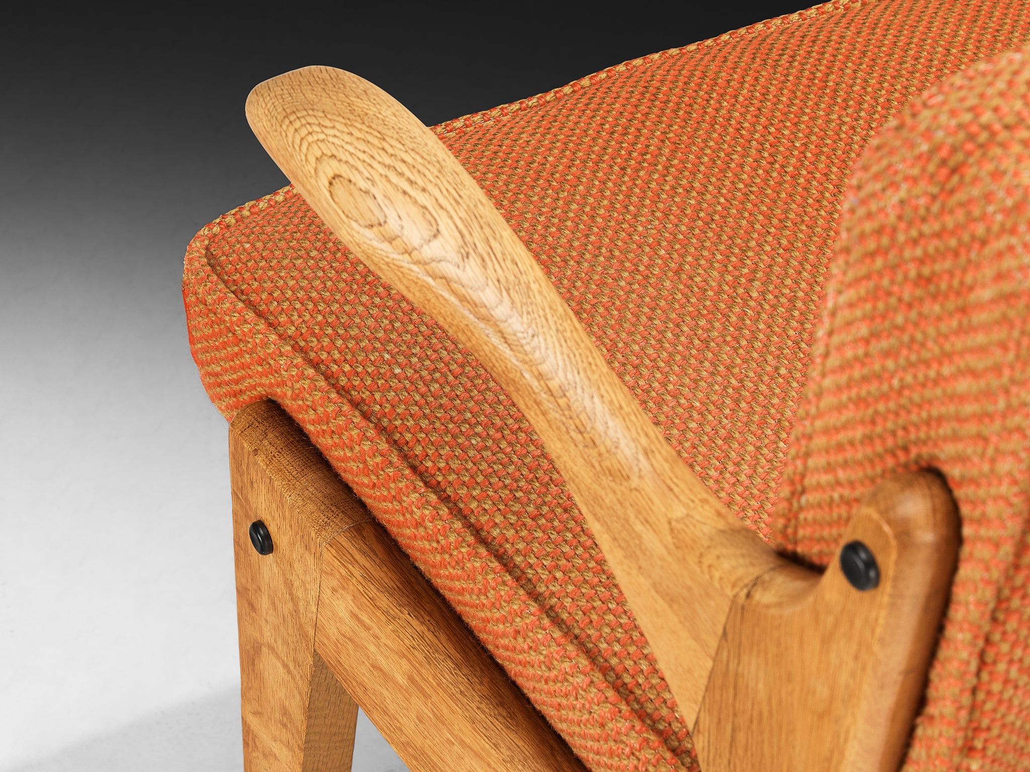 Guillerme & Chambron for Votre Maison 'Bridge Etudiant' Armchair with Orange Upholstery Seating Morentz