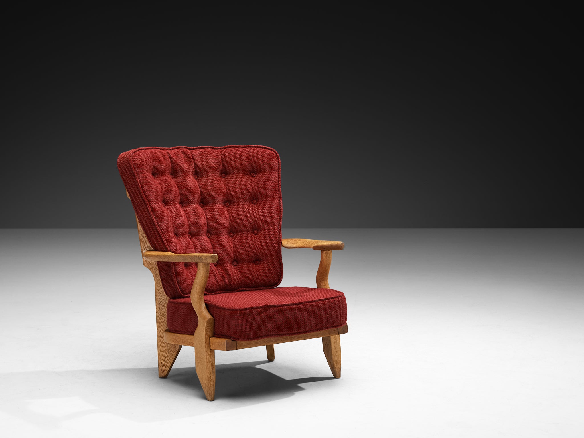 Guillerme & Chambron Pair of 'Petit Repos' Lounge Chairs in Solid Oak Seating Morentz