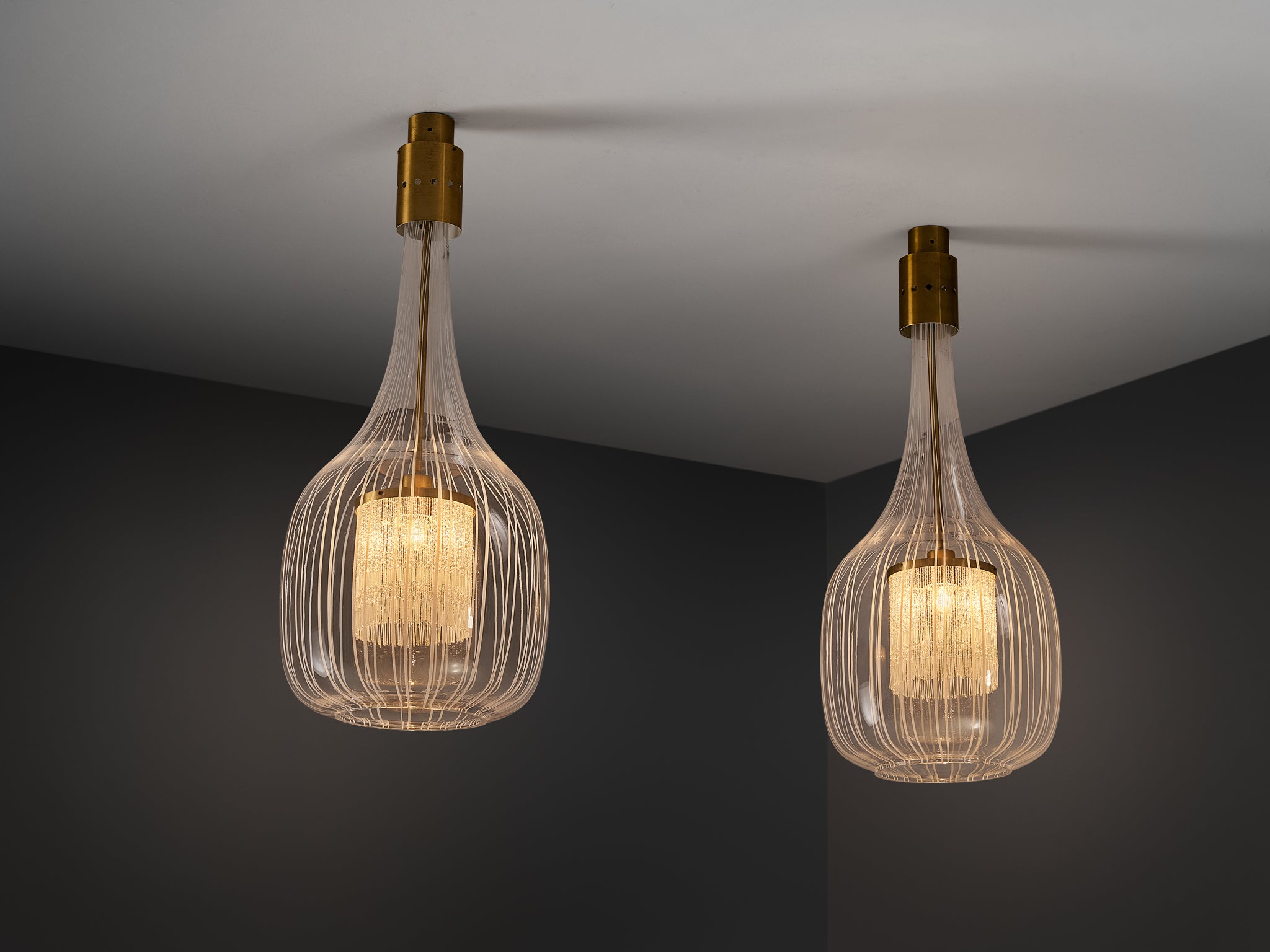 Angelo Brotto for Esperia Large Pendants Lighting Morentz