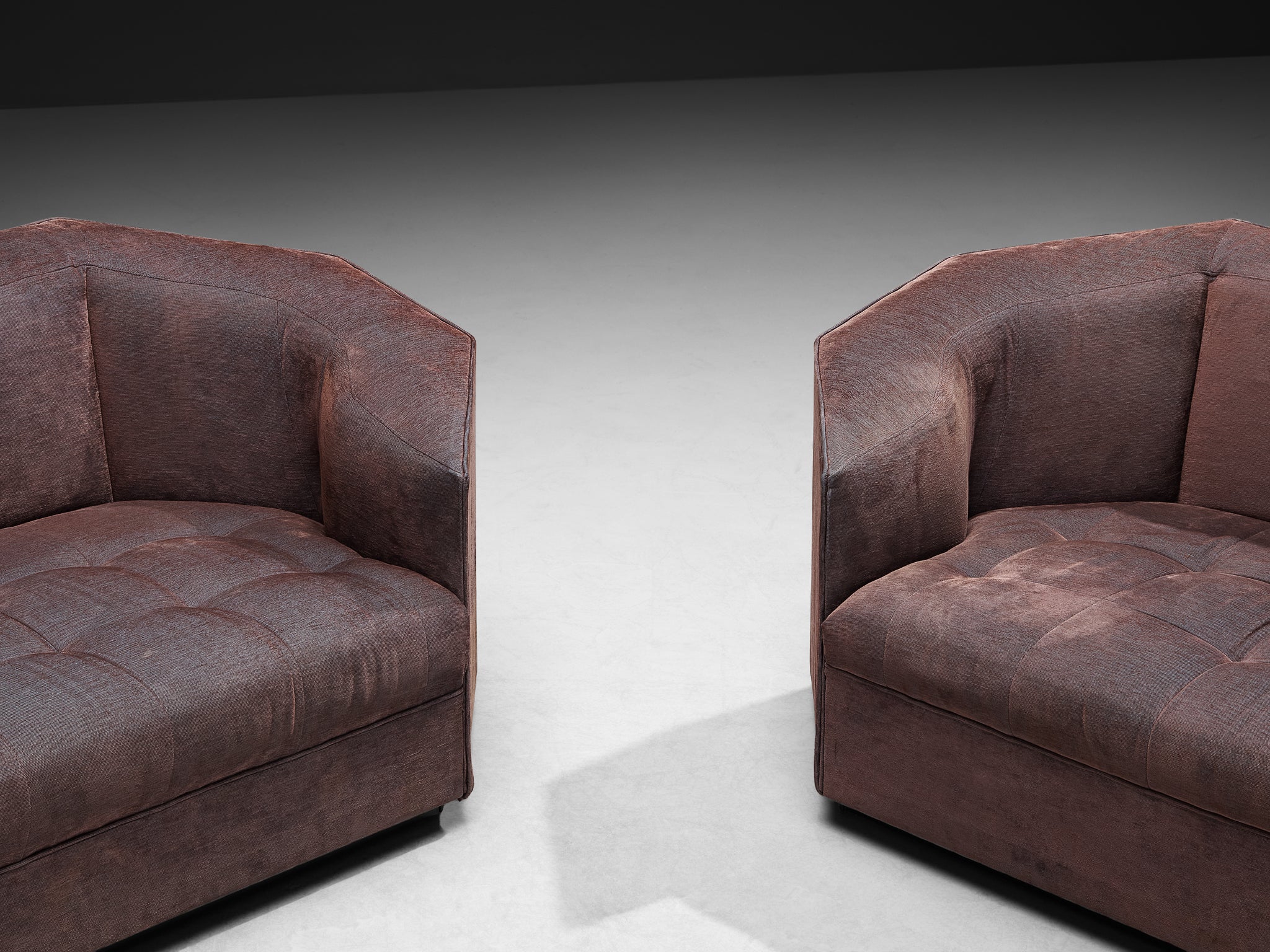 Rare Gérard Gallet for Mobilier International Faceted Hexagonal Sofas Seating Morentz