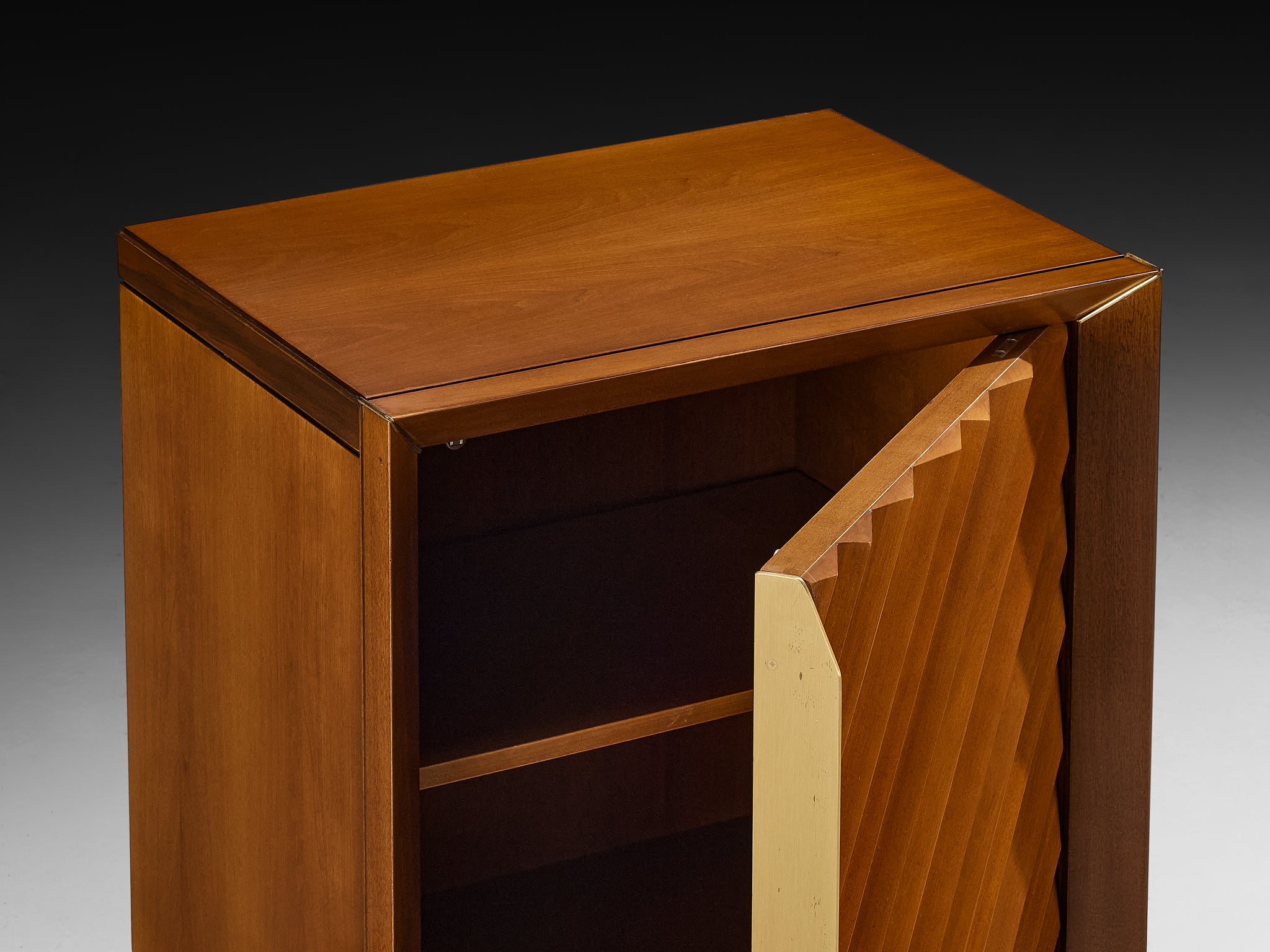 Luciano Frigerio Pair of Nightstands in Walnut and Brass More Furniture and Collectibles Morentz