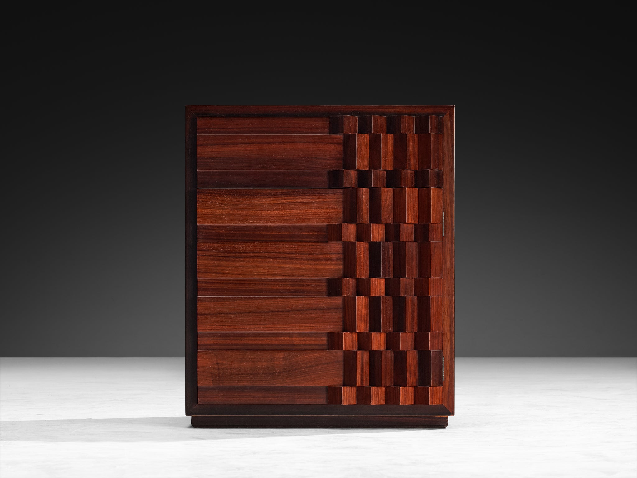 Luciano Frigerio 'Diamante' Pair of Bed Tables with Cubist Graphic Front Case pieces and storage cabinets Morentz