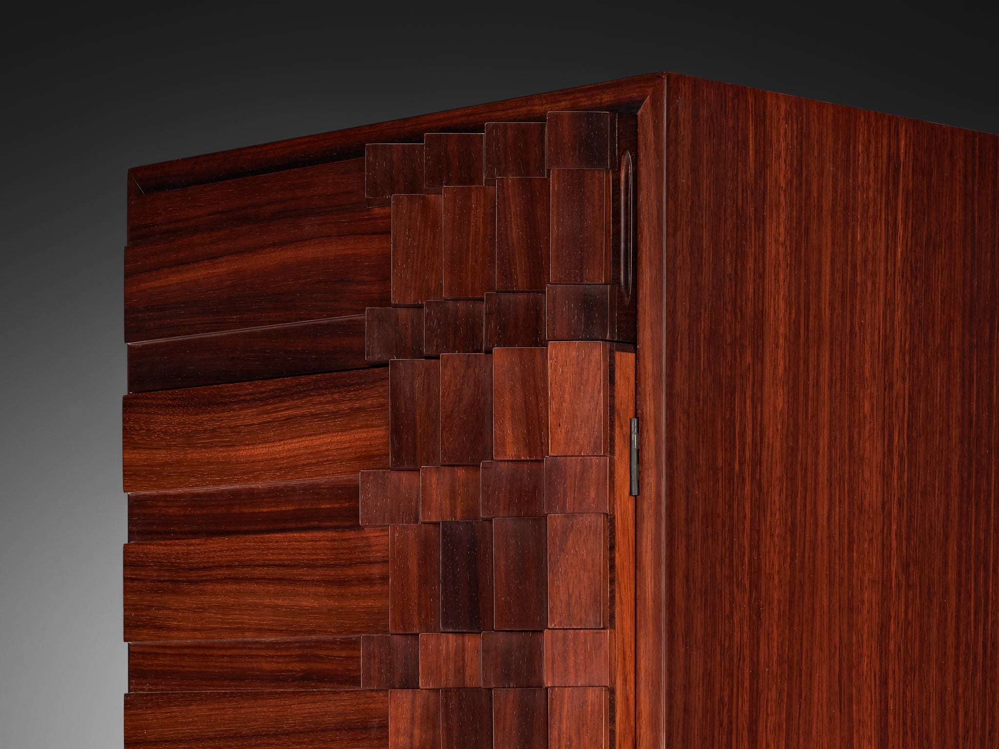 Luciano Frigerio 'Diamante' Pair of Bed Tables with Cubist Graphic Front Case pieces and storage cabinets Morentz