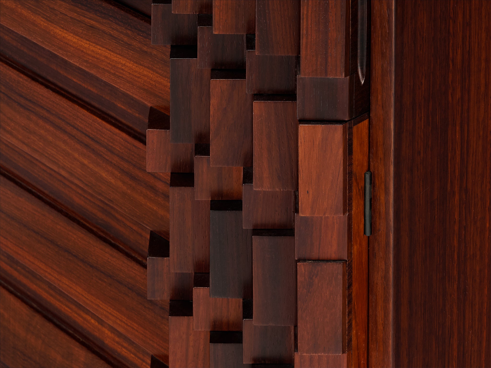 Luciano Frigerio 'Diamante' Pair of Bed Tables with Cubist Graphic Front Case pieces and storage cabinets Morentz