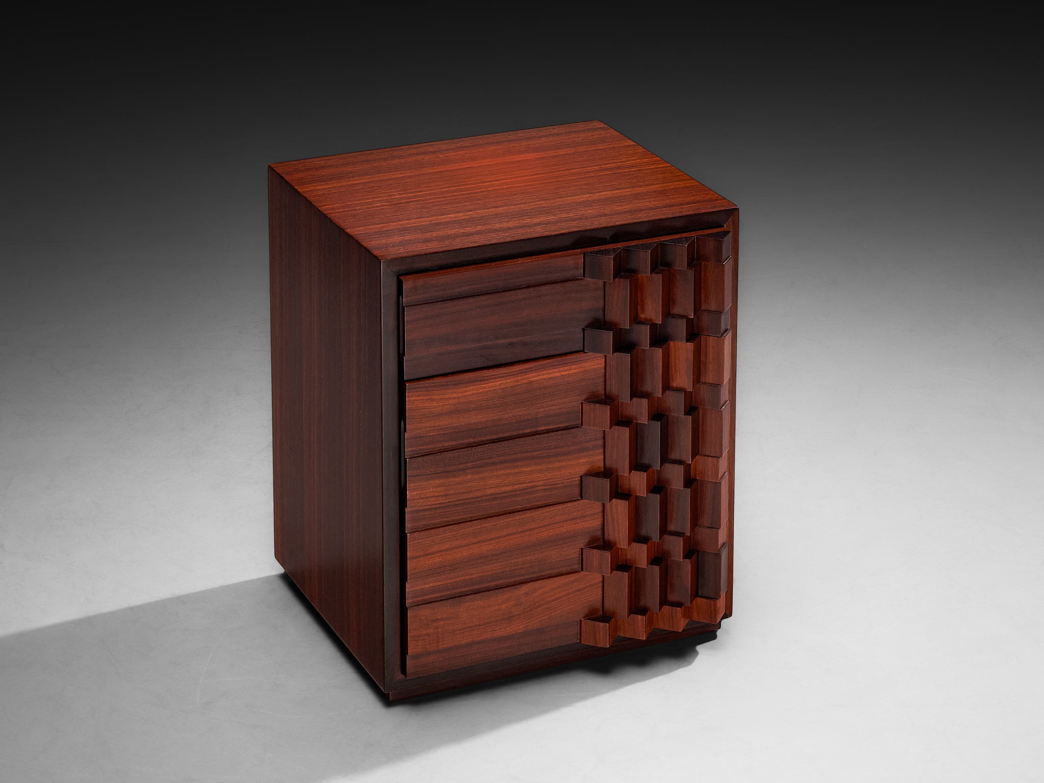 Luciano Frigerio 'Diamante' Pair of Bed Tables with Cubist Graphic Front Case pieces and storage cabinets Morentz