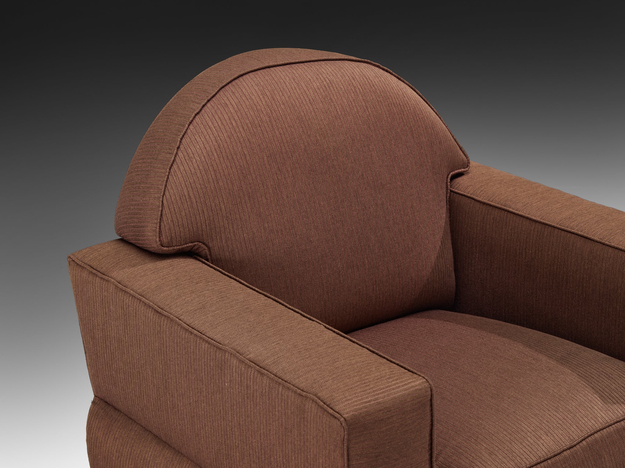 Pair of 1930s Sculptural Art Deco Club Chairs in Brown Upholstery Seating Morentz