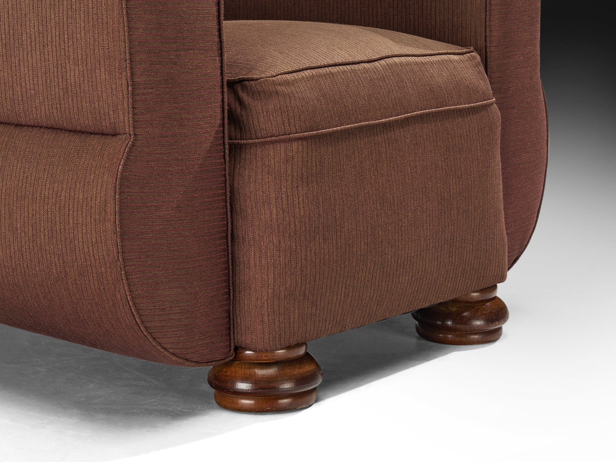 Pair of 1930s Sculptural Art Deco Club Chairs in Brown Upholstery Seating Morentz