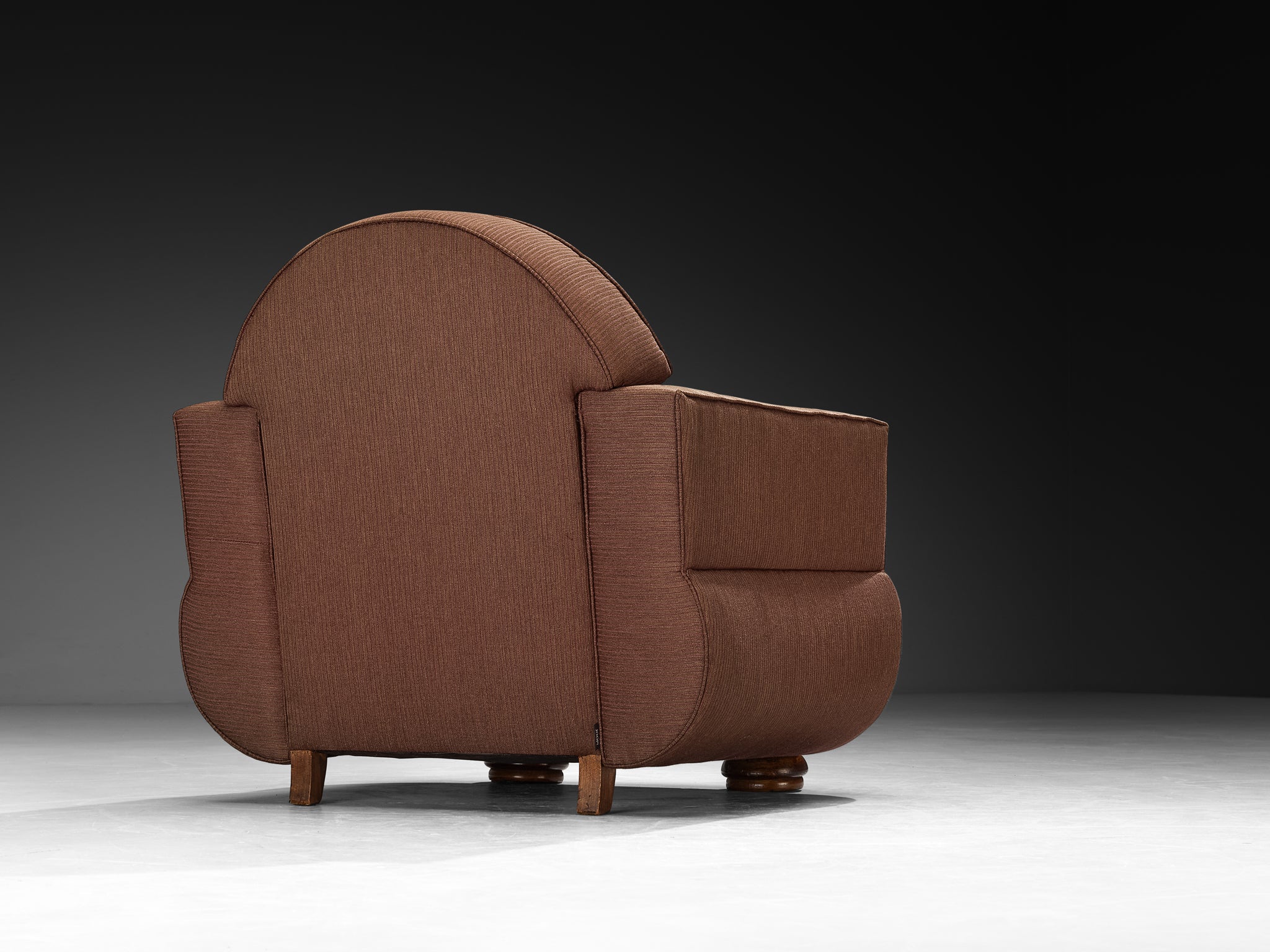 Pair of 1930s Sculptural Art Deco Club Chairs in Brown Upholstery Seating Morentz