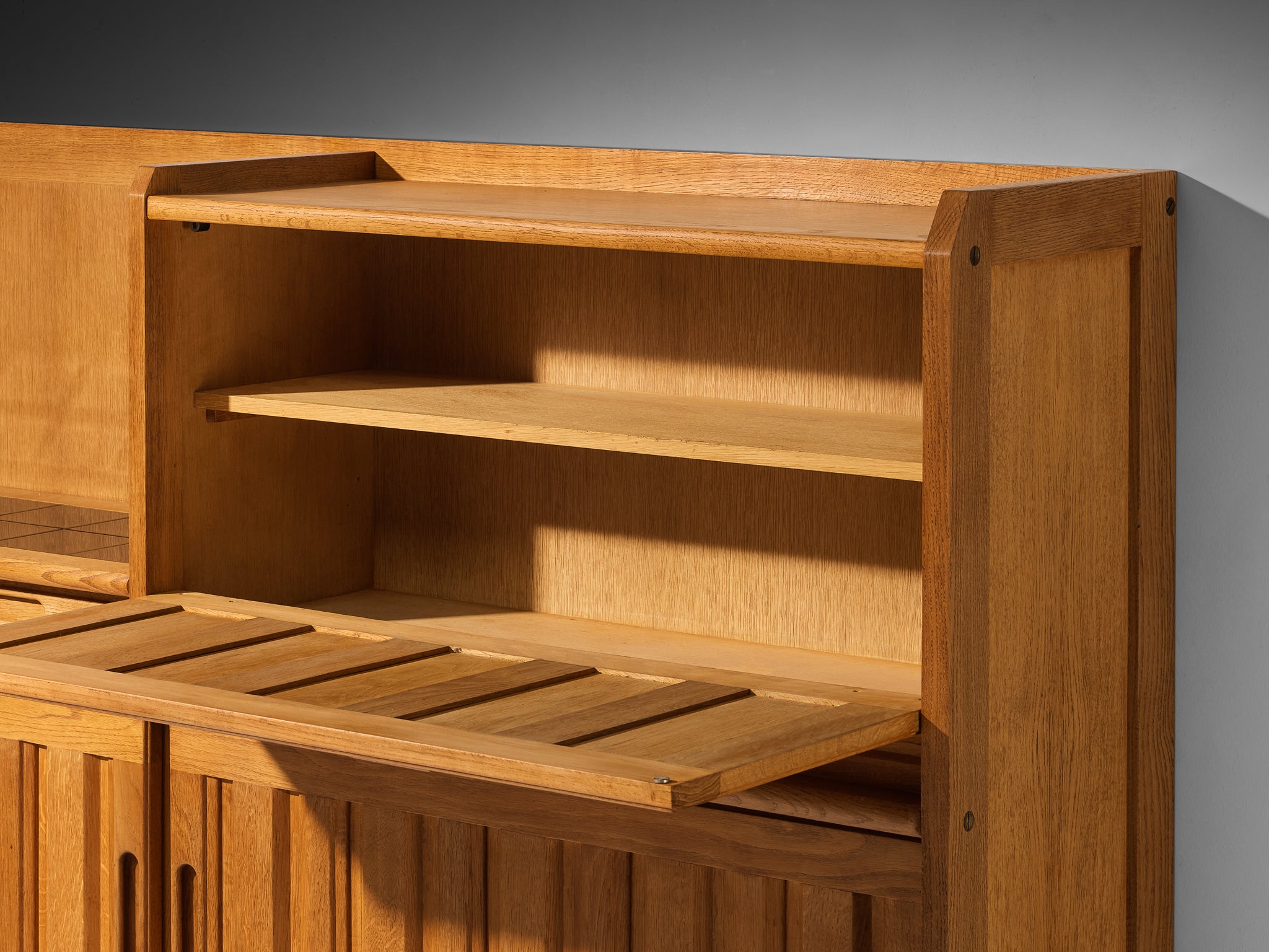 Guillerme et Chambron for Votre Maison Sideboard in Oak with Tile Inlay Case pieces and storage cabinets Morentz