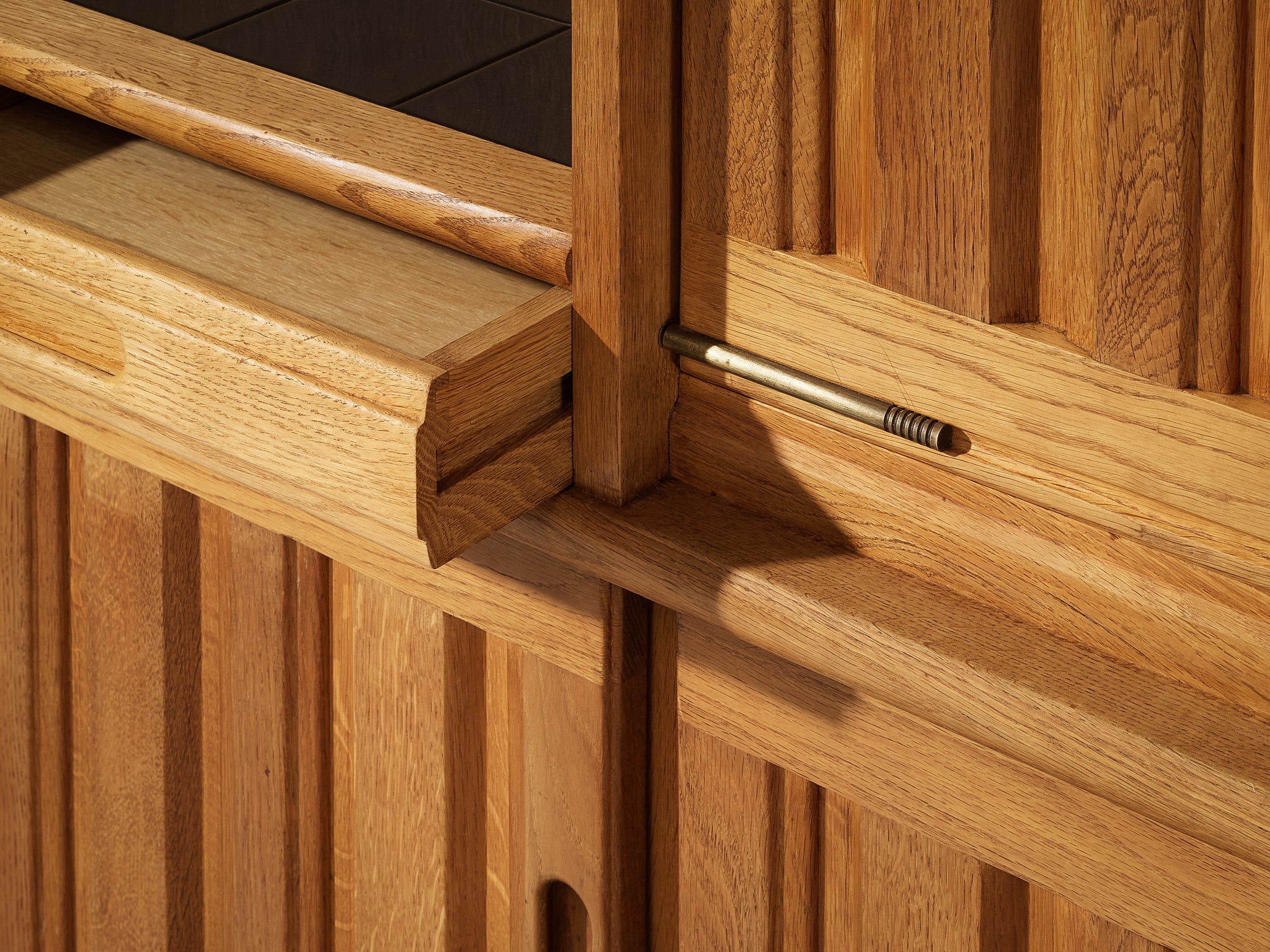 Guillerme & Chambron for Votre Maison Sideboard in Oak with Tile Inlay Case pieces and storage cabinets Morentz