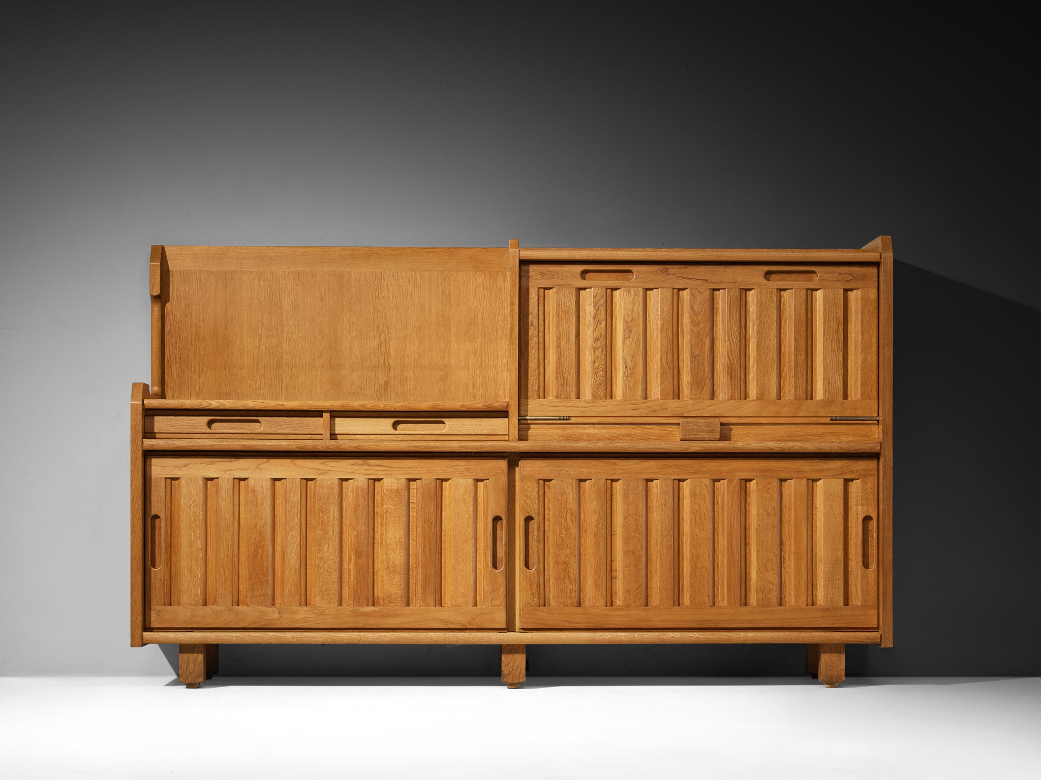 Guillerme et Chambron for Votre Maison Sideboard in Oak with Tile Inlay Case pieces and storage cabinets Morentz