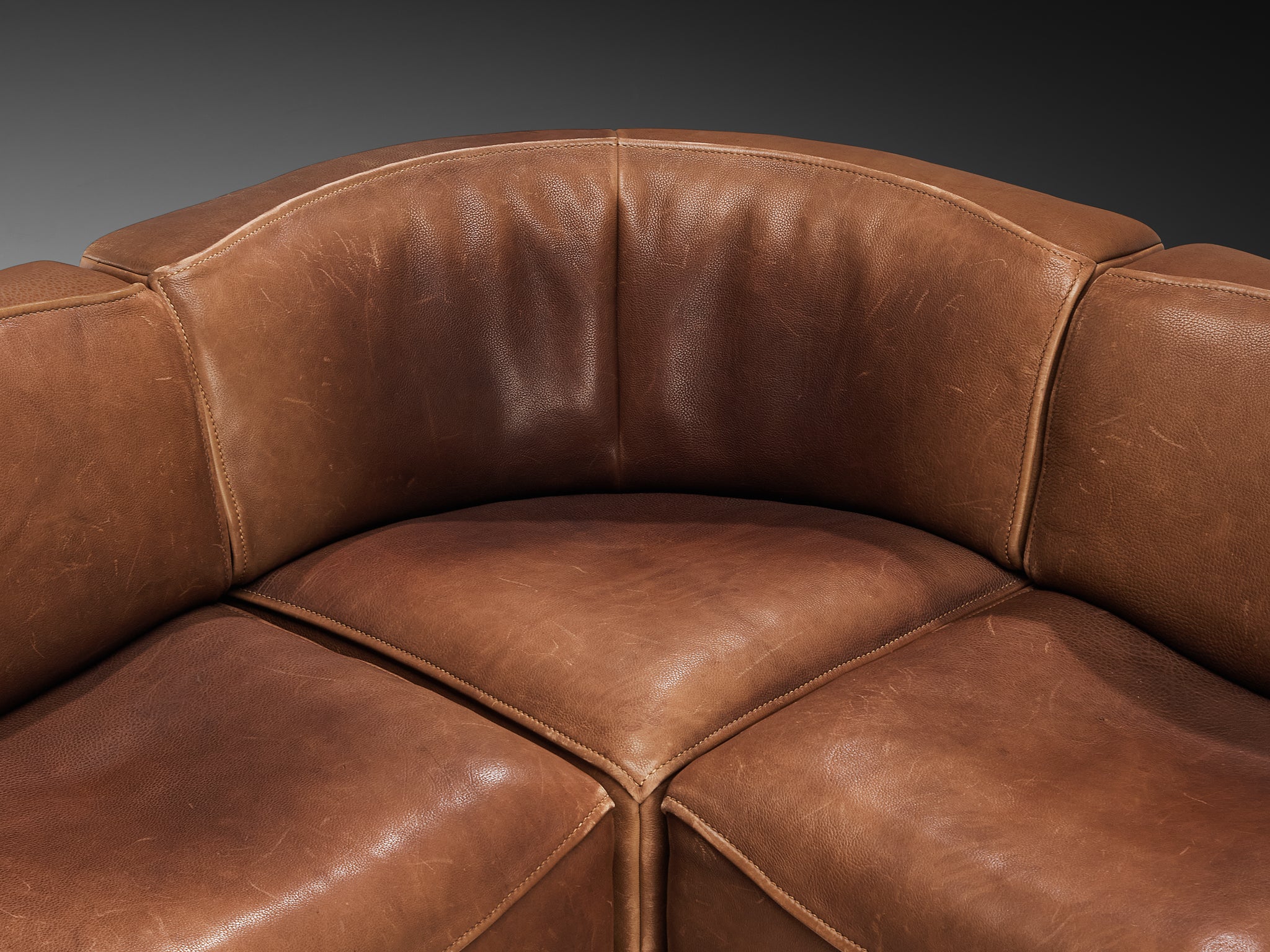 De Sede ‘DS-15’ Modular Sofa in Patinated Brown Leather Seating Morentz
