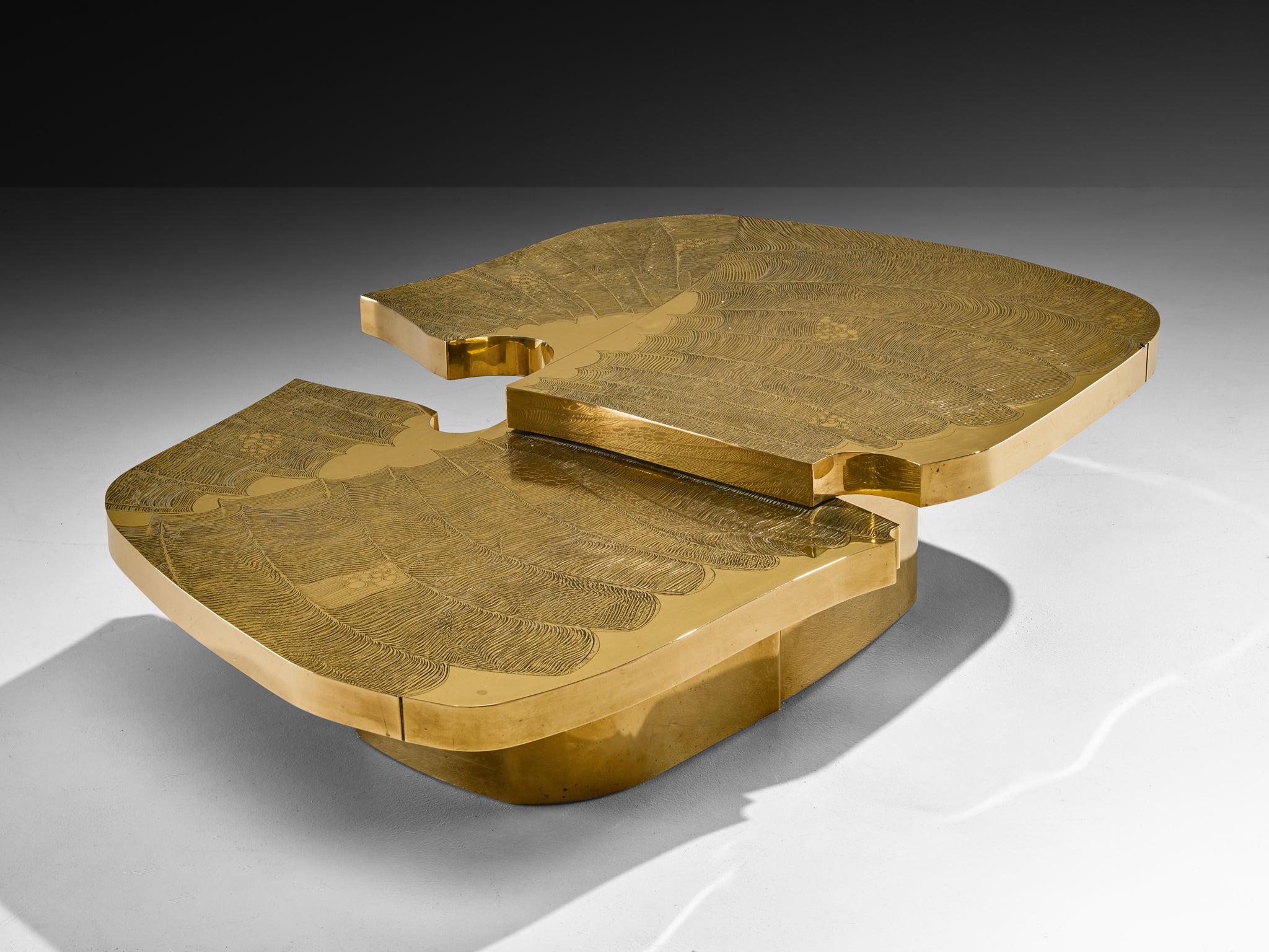 Armand Jonckers Monumental Engraved Brass Coffee Table Tables Morentz