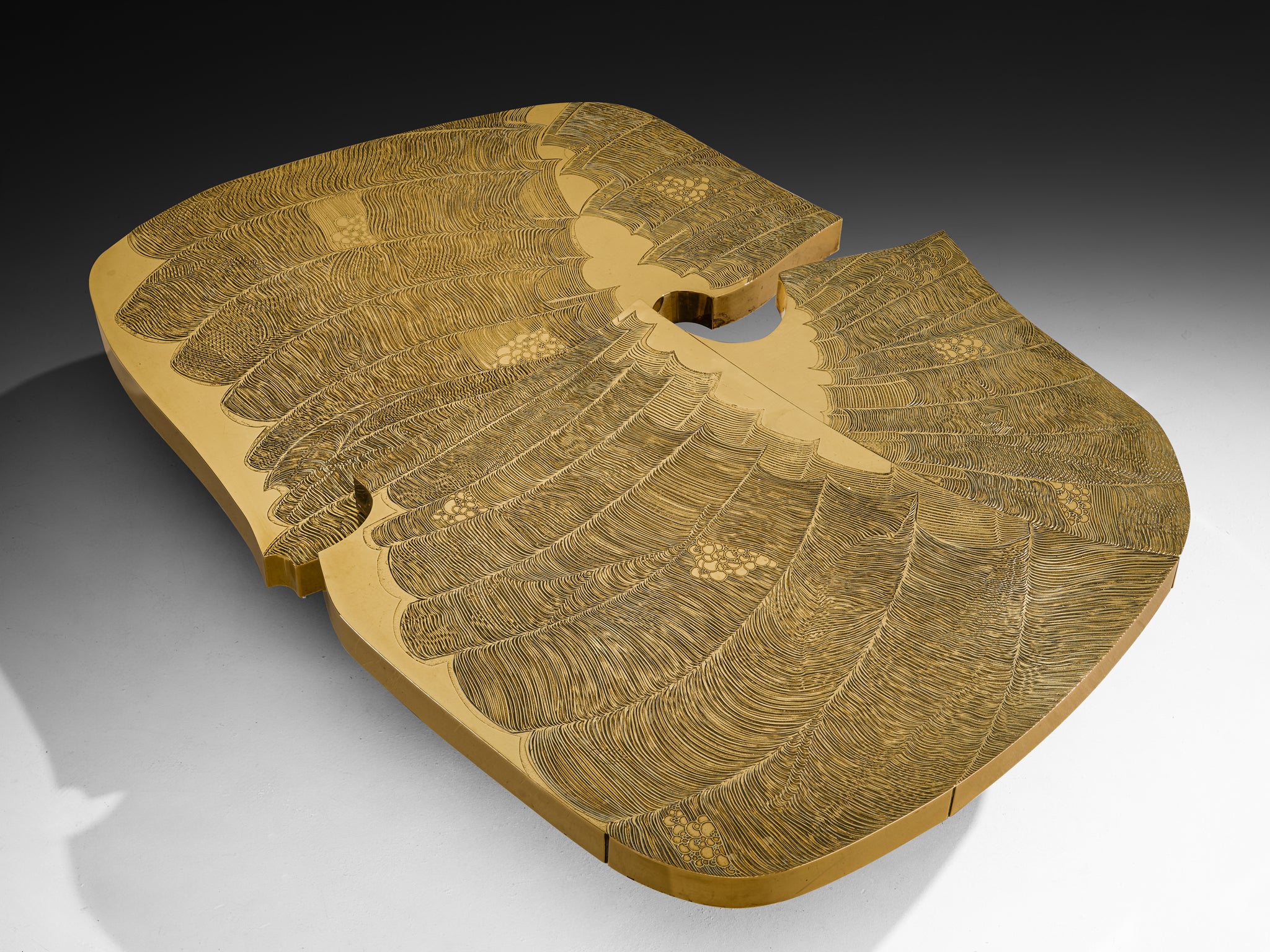 Armand Jonckers Monumental Engraved Brass Coffee Table Tables Morentz