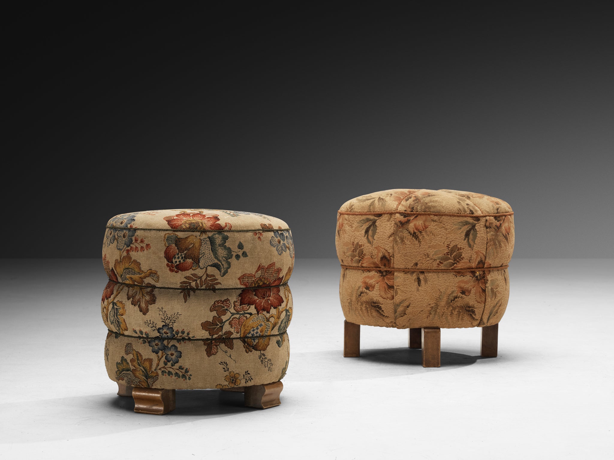 Jindrich Halabala Stools in Decorative Upholstery Seating Morentz