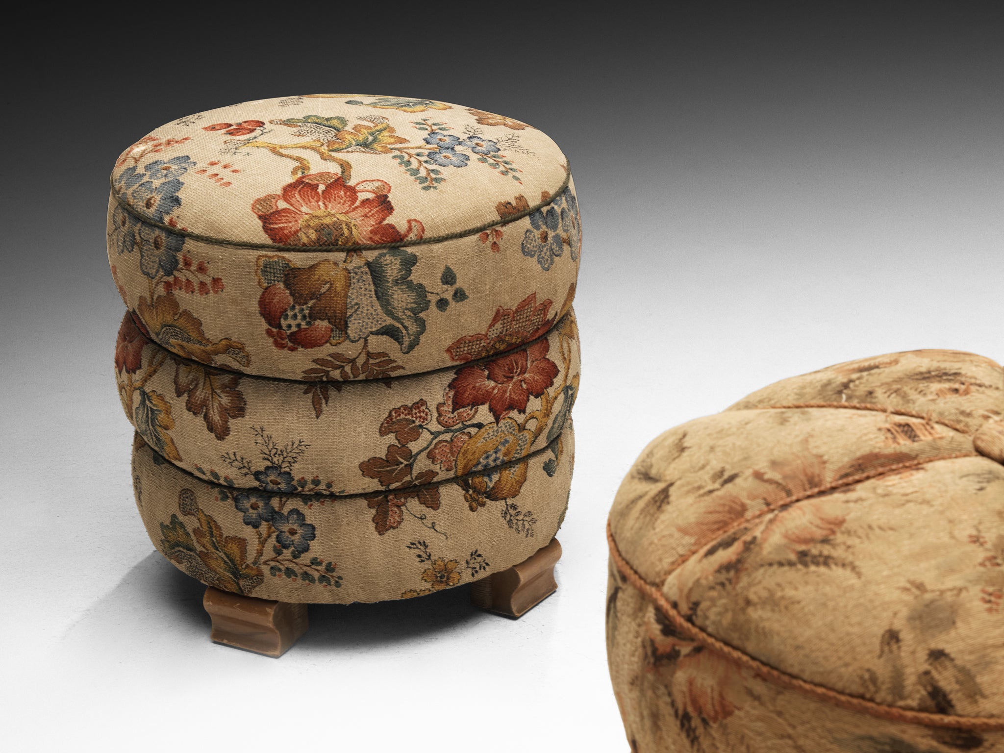 Jindrich Halabala Stools in Decorative Upholstery Seating Morentz
