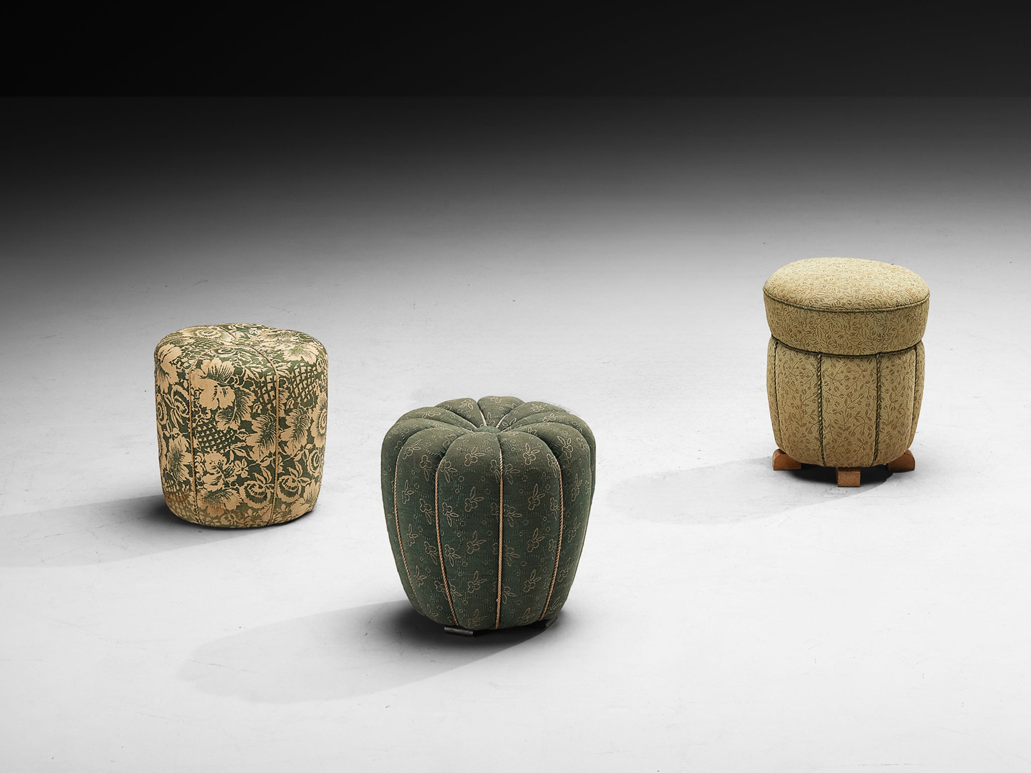 Jindrich Halabala Stools in Decorative Upholstery