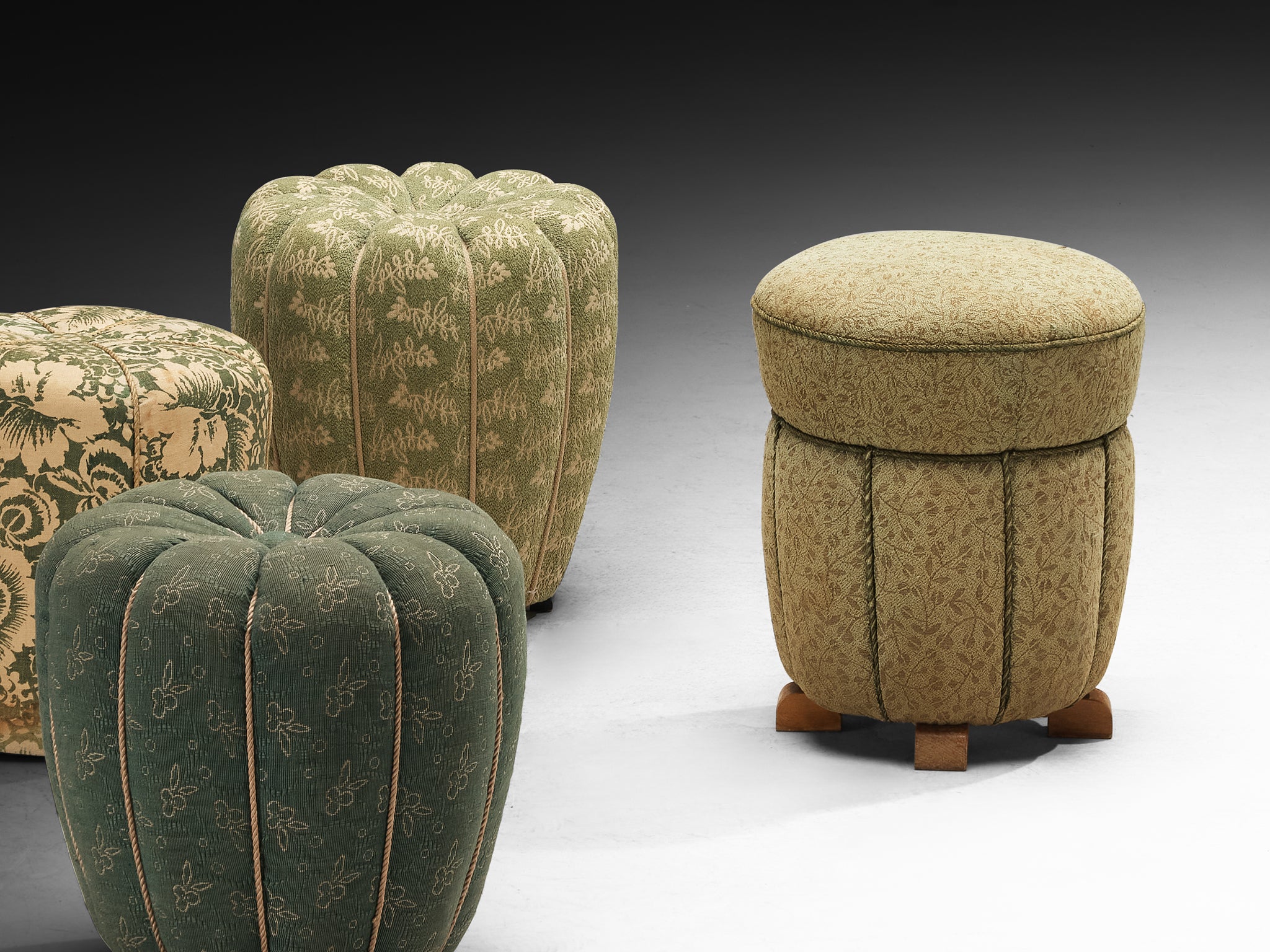 Jindrich Halabala Stools in Decorative Upholstery Seating Morentz