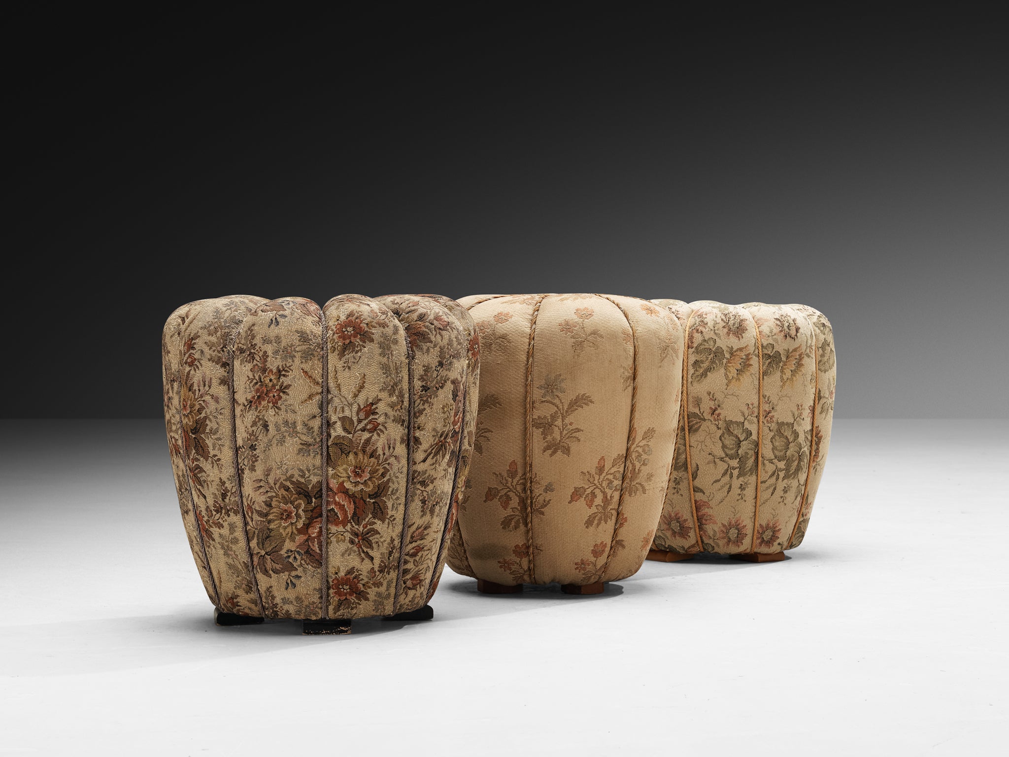 Jindrich Halabala Stools in Decorative Upholstery Seating Morentz