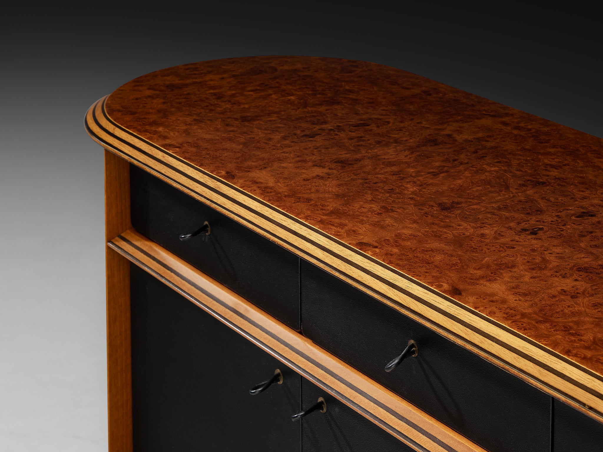 Afra & Tobia Scarpa for Maxalto 'Artona' Sideboard in Black Leather and Walnut Case pieces and storage cabinets Morentz