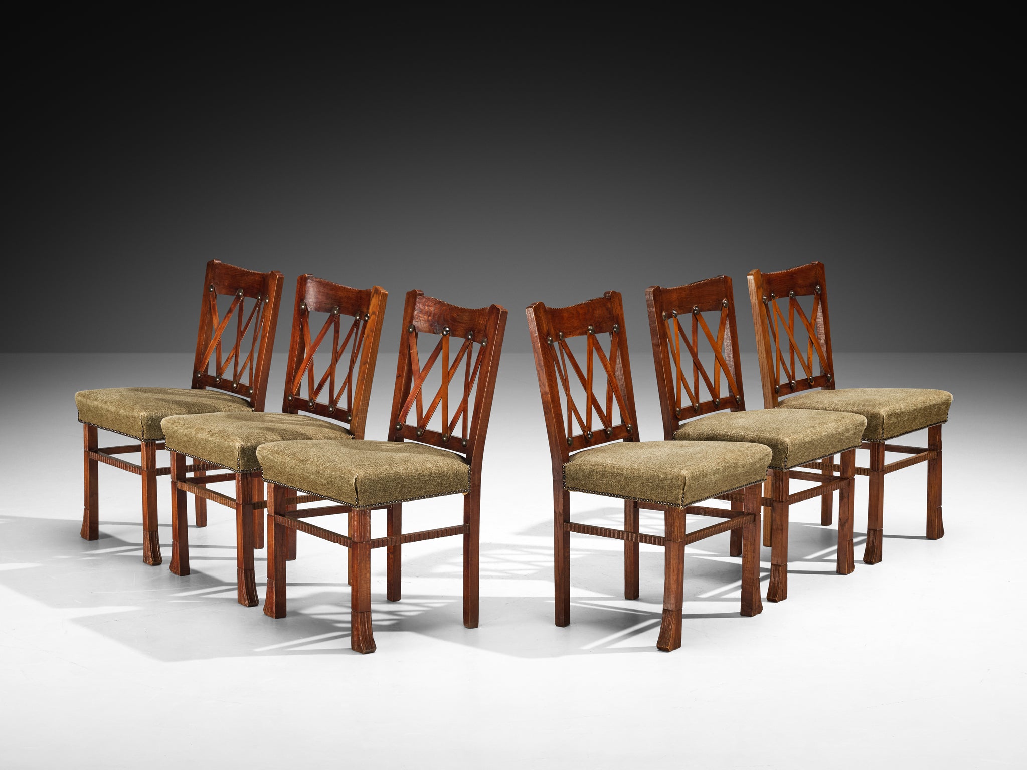 Ernesto Valabrega for Vittorio Valabrega Set of Six Dining Chairs in Oak
