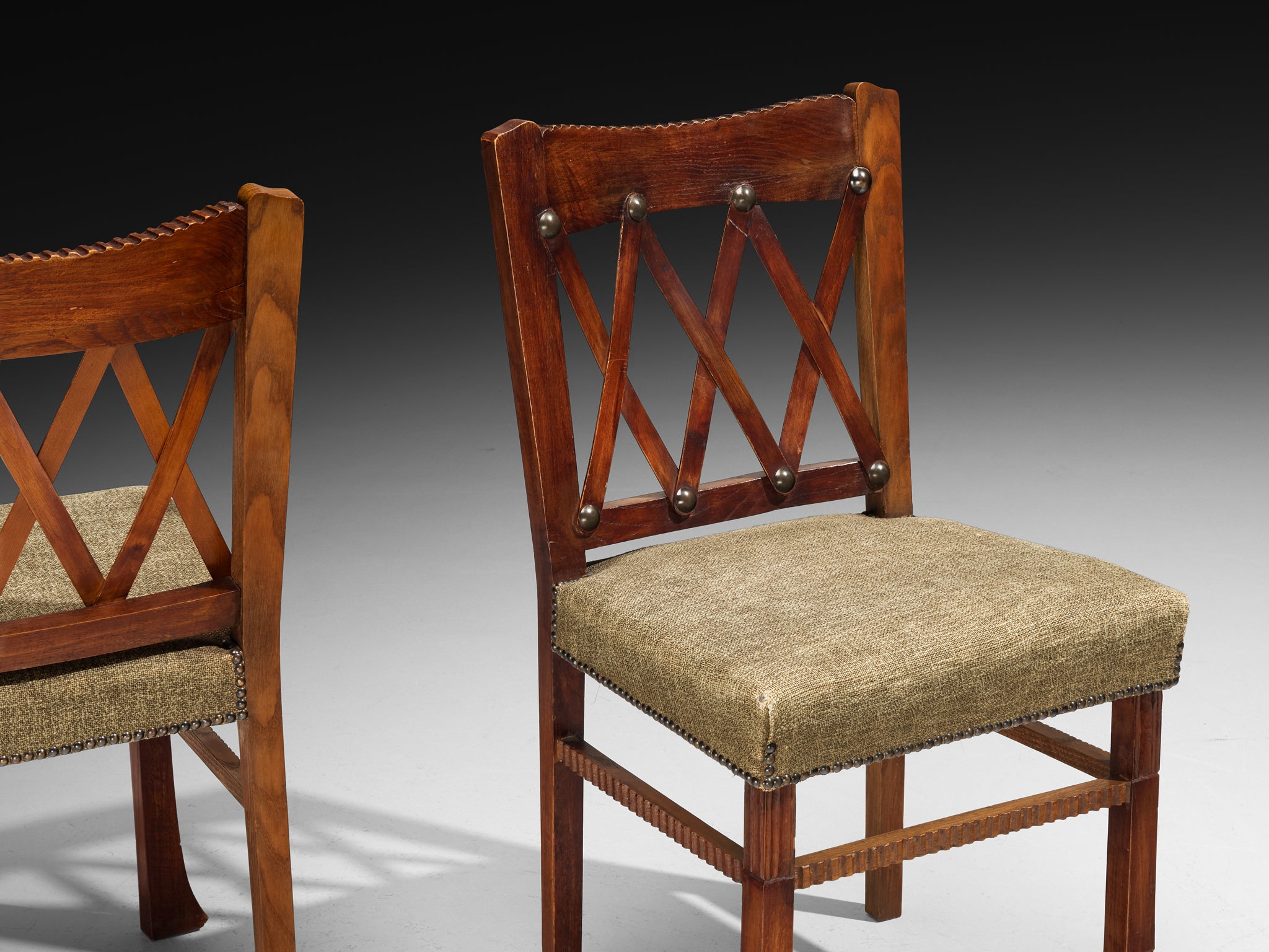Ernesto Valabrega for Vittorio Valabrega Set of Six Dining Chairs in Oak