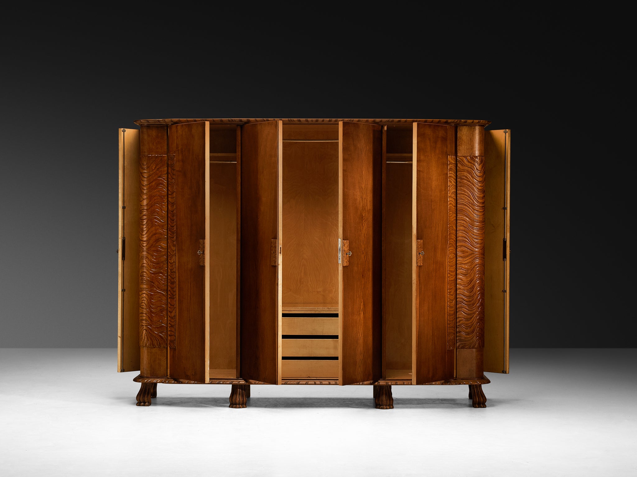 Ernesto Valabrega for Vittorio Valabrega Wardrobe in Oak Case pieces and storage cabinets Morentz