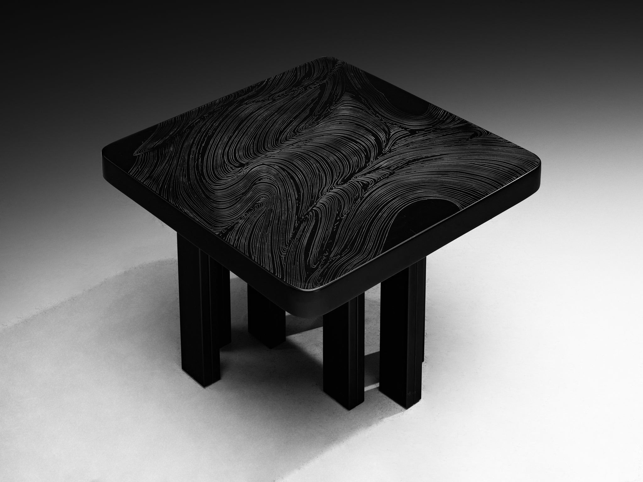 Jean Claude Dresse Coffee Table in Dark Resin with Organic Pattern