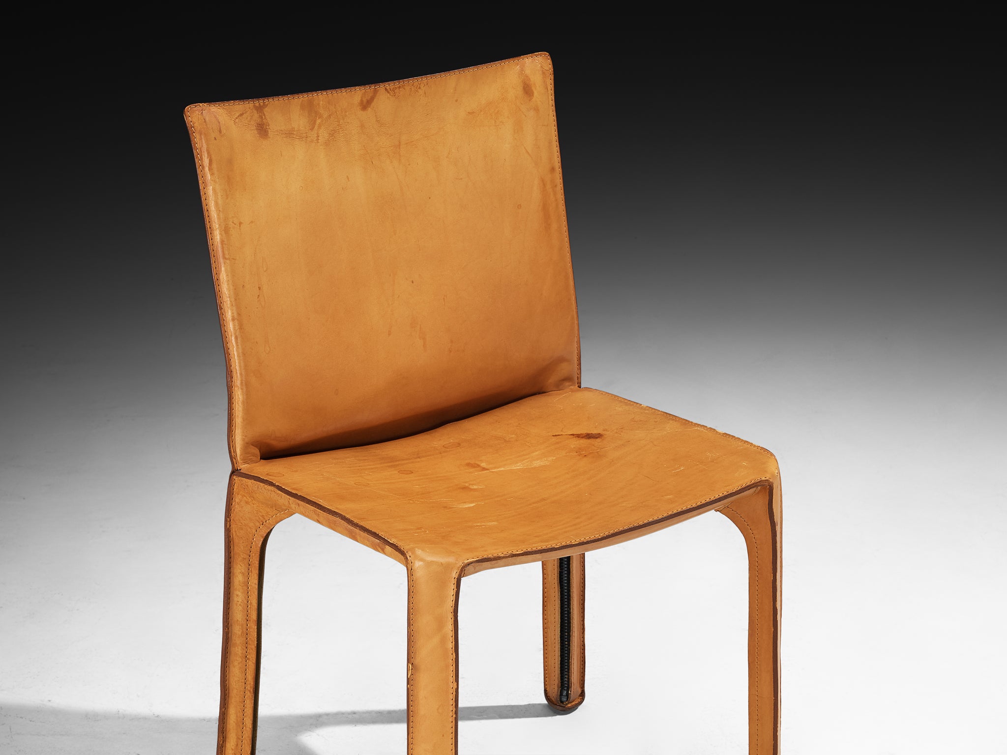 Mario Bellini for Cassina Set of Six 'Cab' Dining Chairs in Cognac Lea