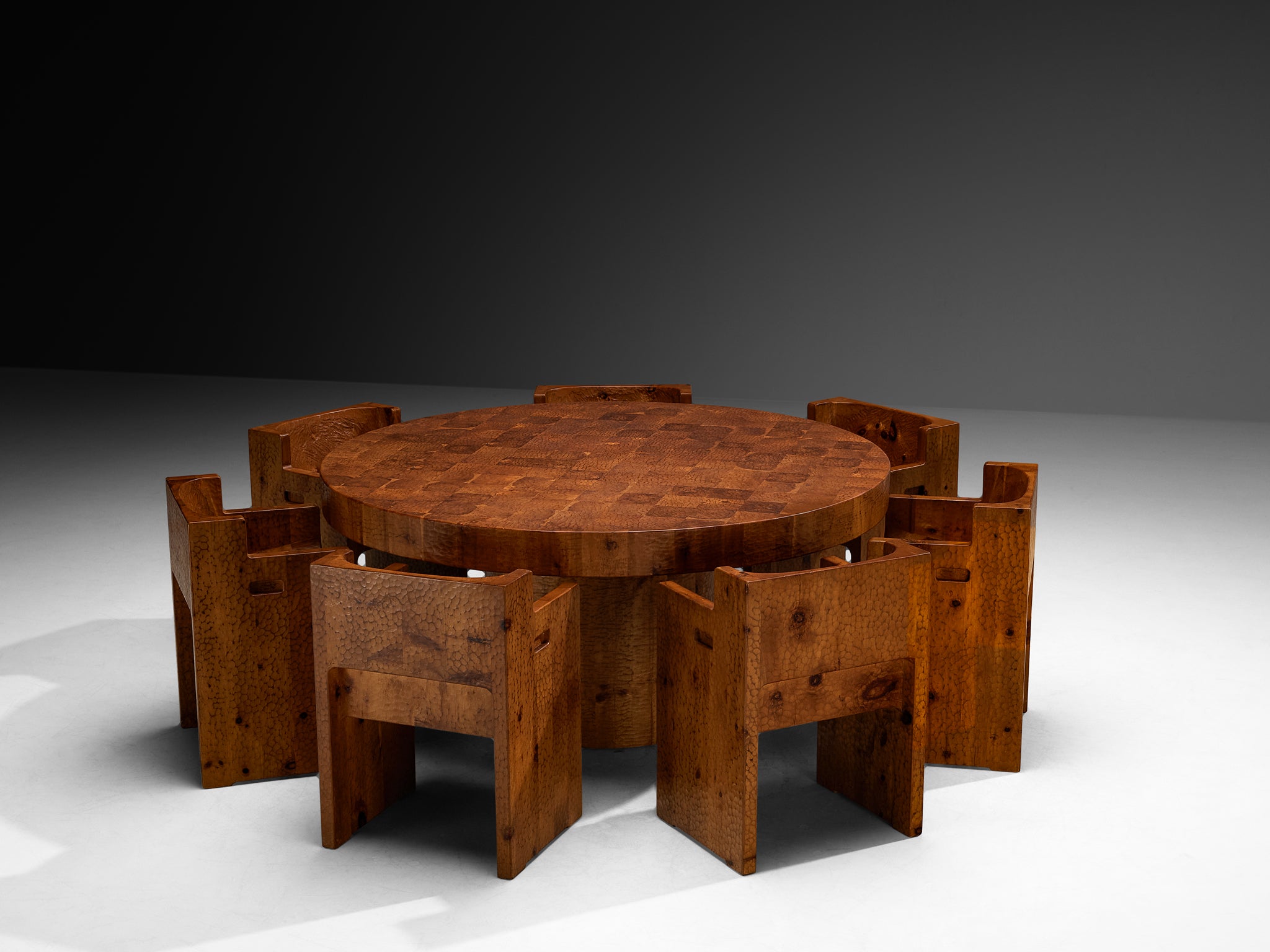 Giuseppe Rivadossi for Officina Rivadossi Dining Set in Carved Pine