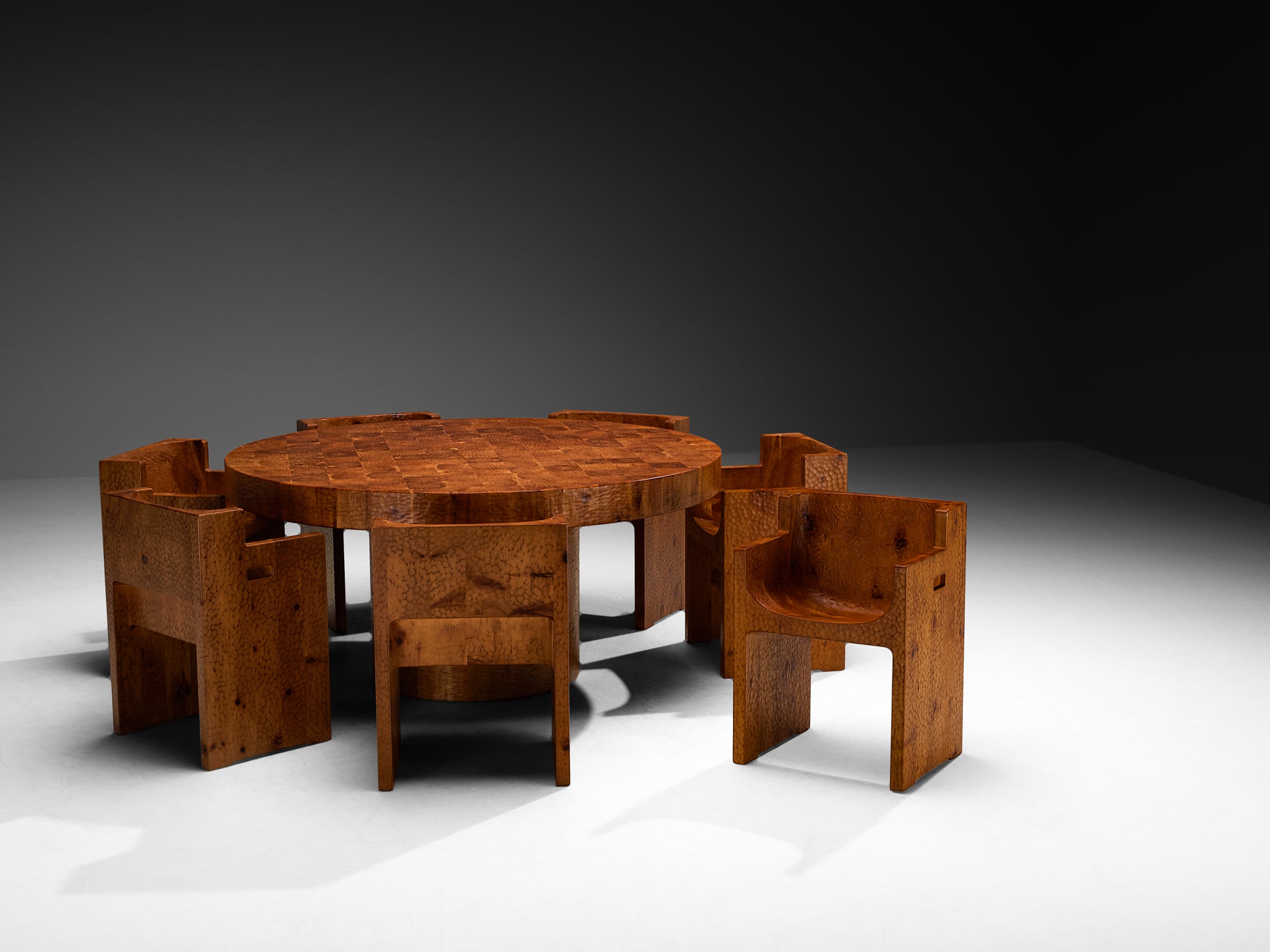 Giuseppe Rivadossi for Officina Rivadossi Dining Set in Carved Pine